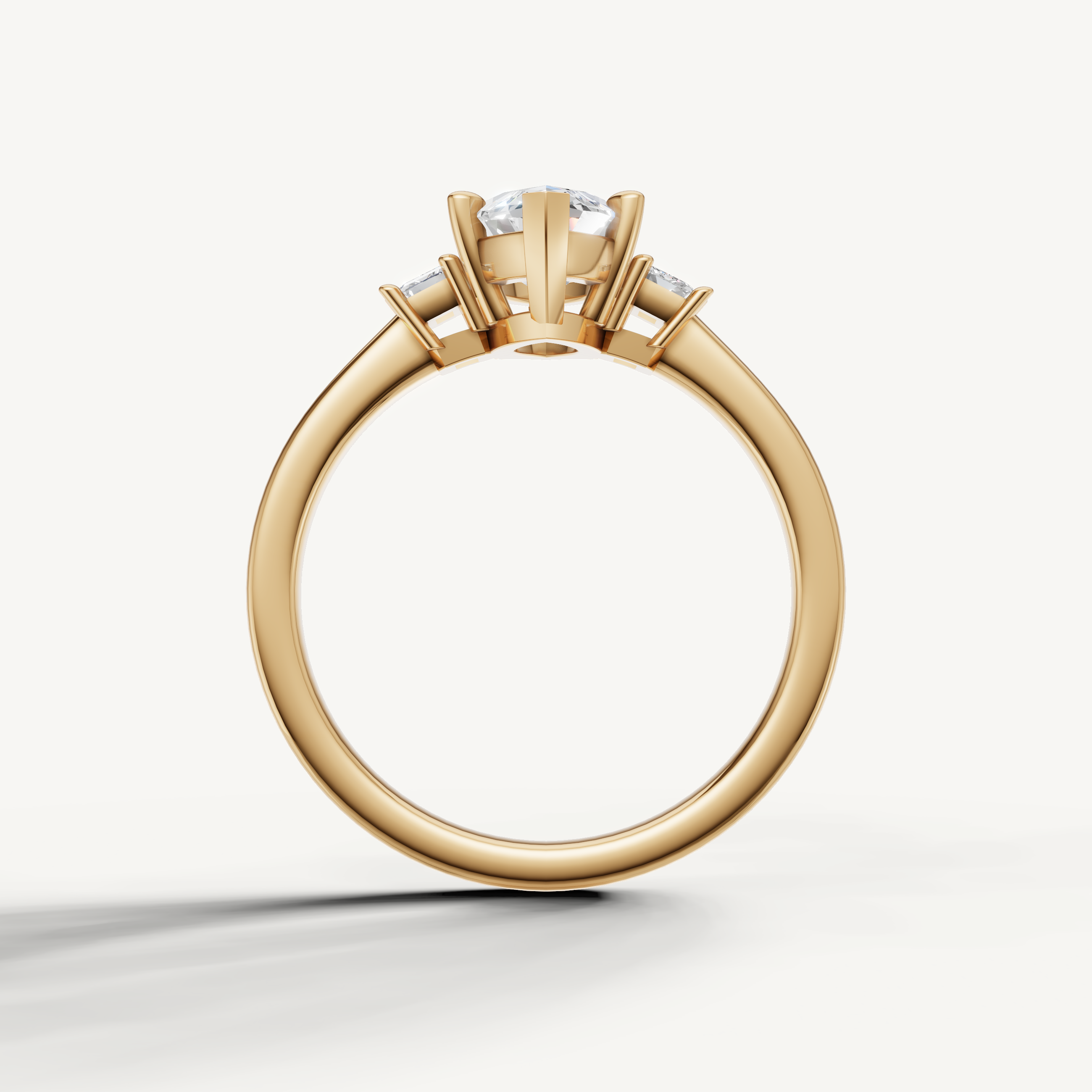 Fine jewelry marquise lab grown diamond engagement ring in 14K yellow gold with side stones