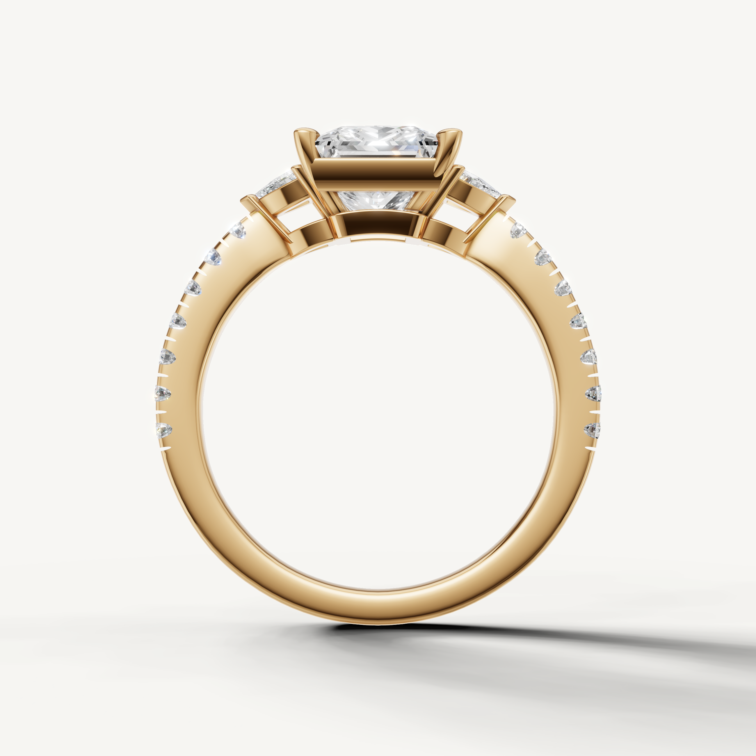 Fine jewelry princess cut lab grown diamond engagement ring in 14K yellow gold