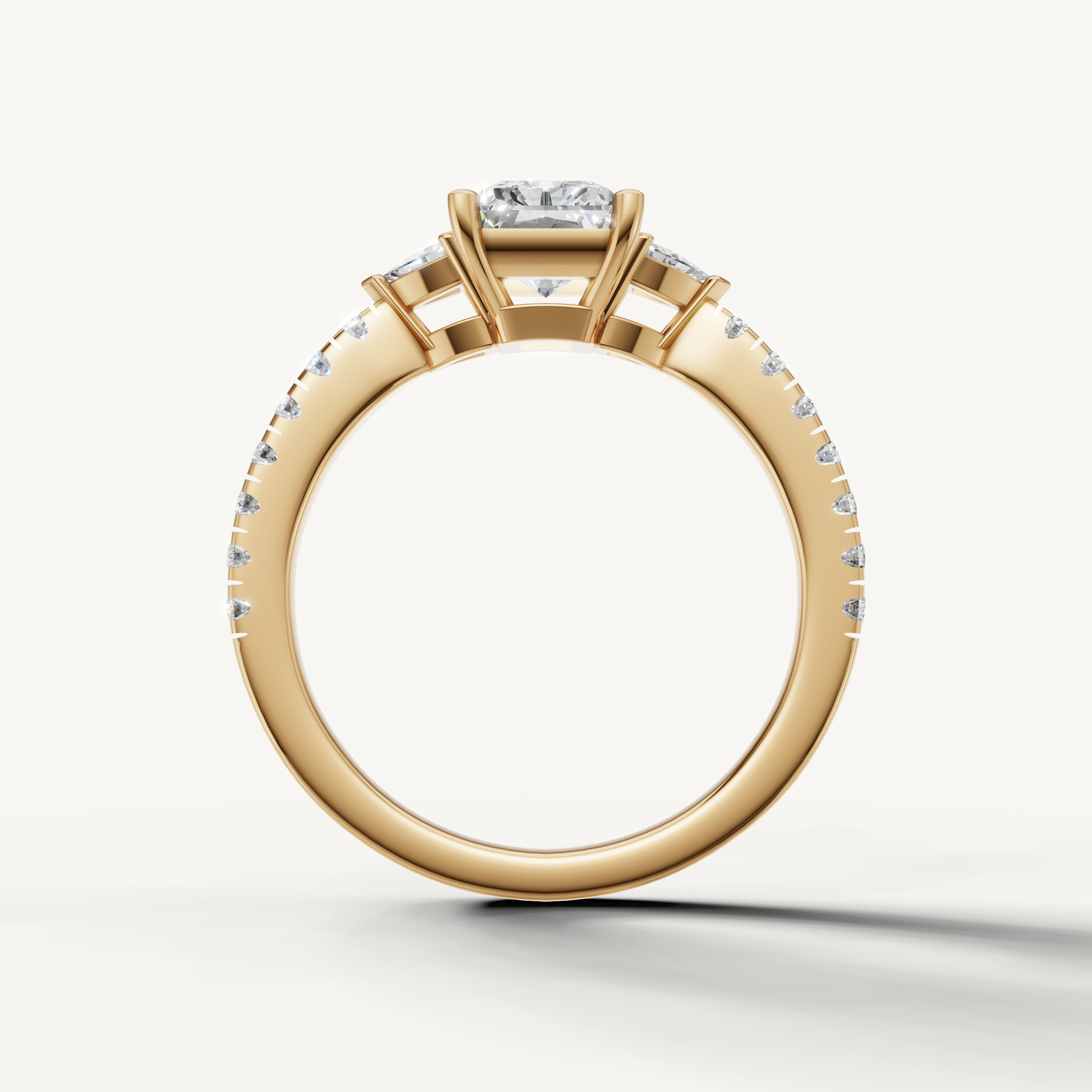 Fine jewelry radiant cut lab grown diamond engagement ring in 14K yellow gold