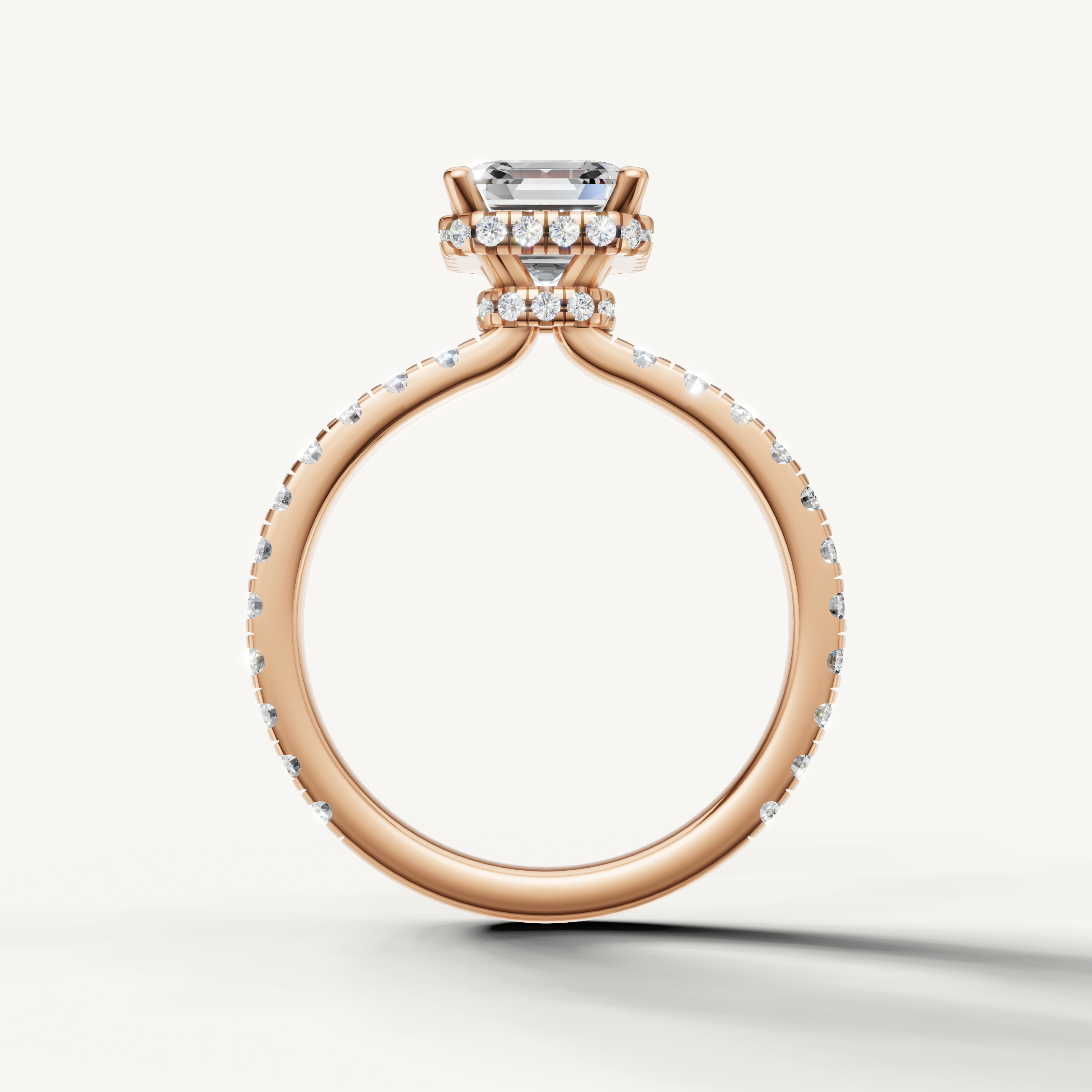 delicate asscher cut diamond engagement ring with shimmering pavé diamonds