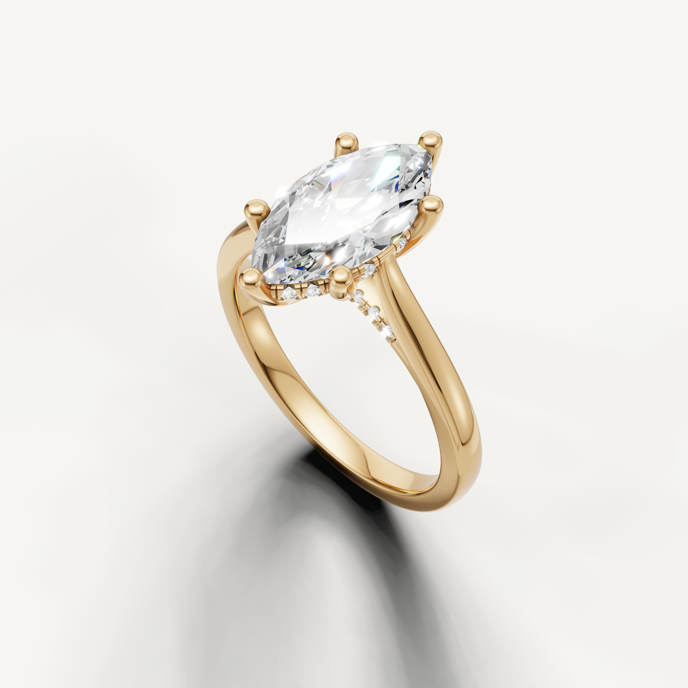 minimalist marquise cut lab grown diamond solitaire ring with timeless brilliance in yellow gold