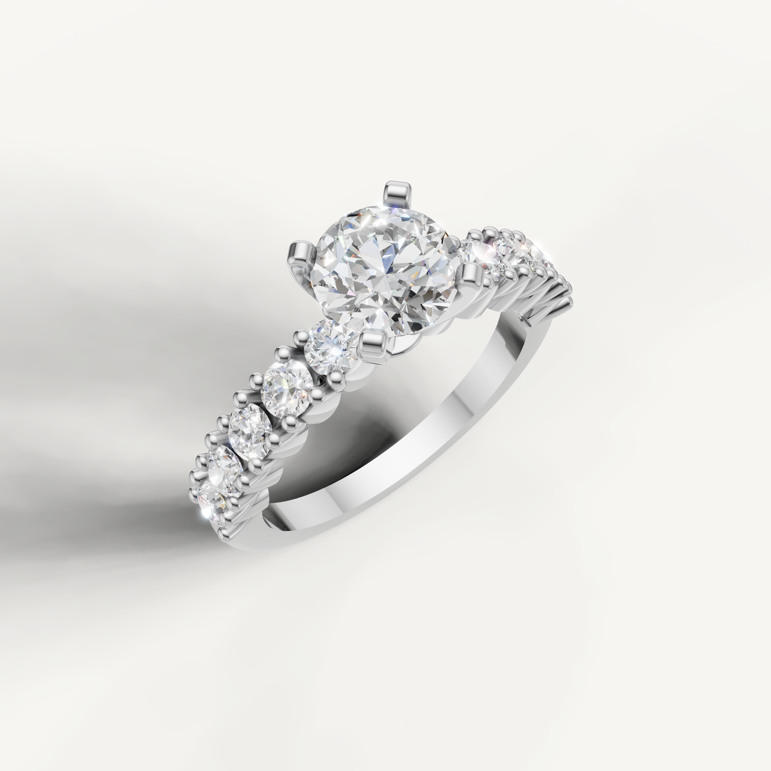 Premium round diamond ring with vintage pavé setting by Raul Diamonds