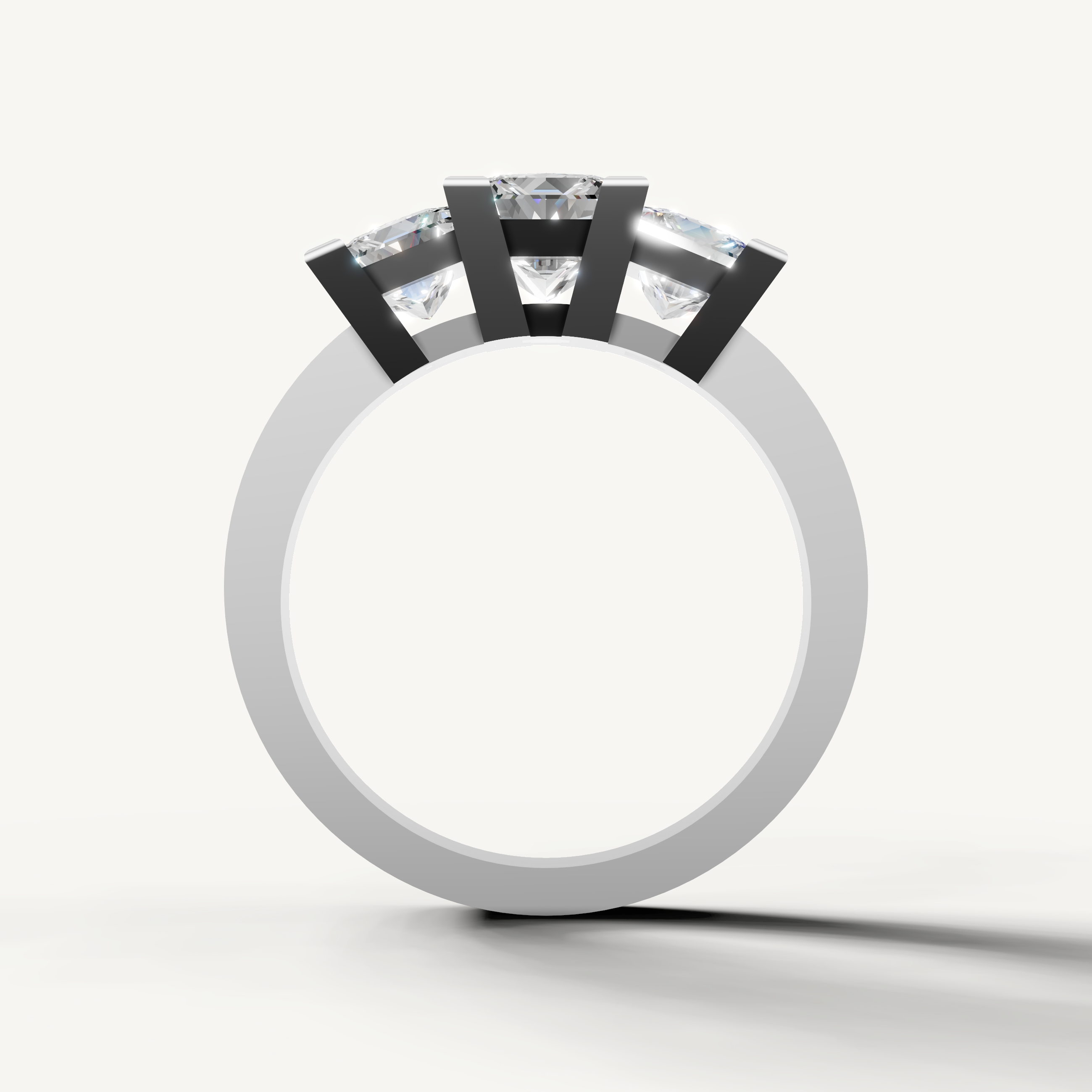 Princess center diamond ring with brilliant side stones from Raul Diamonds