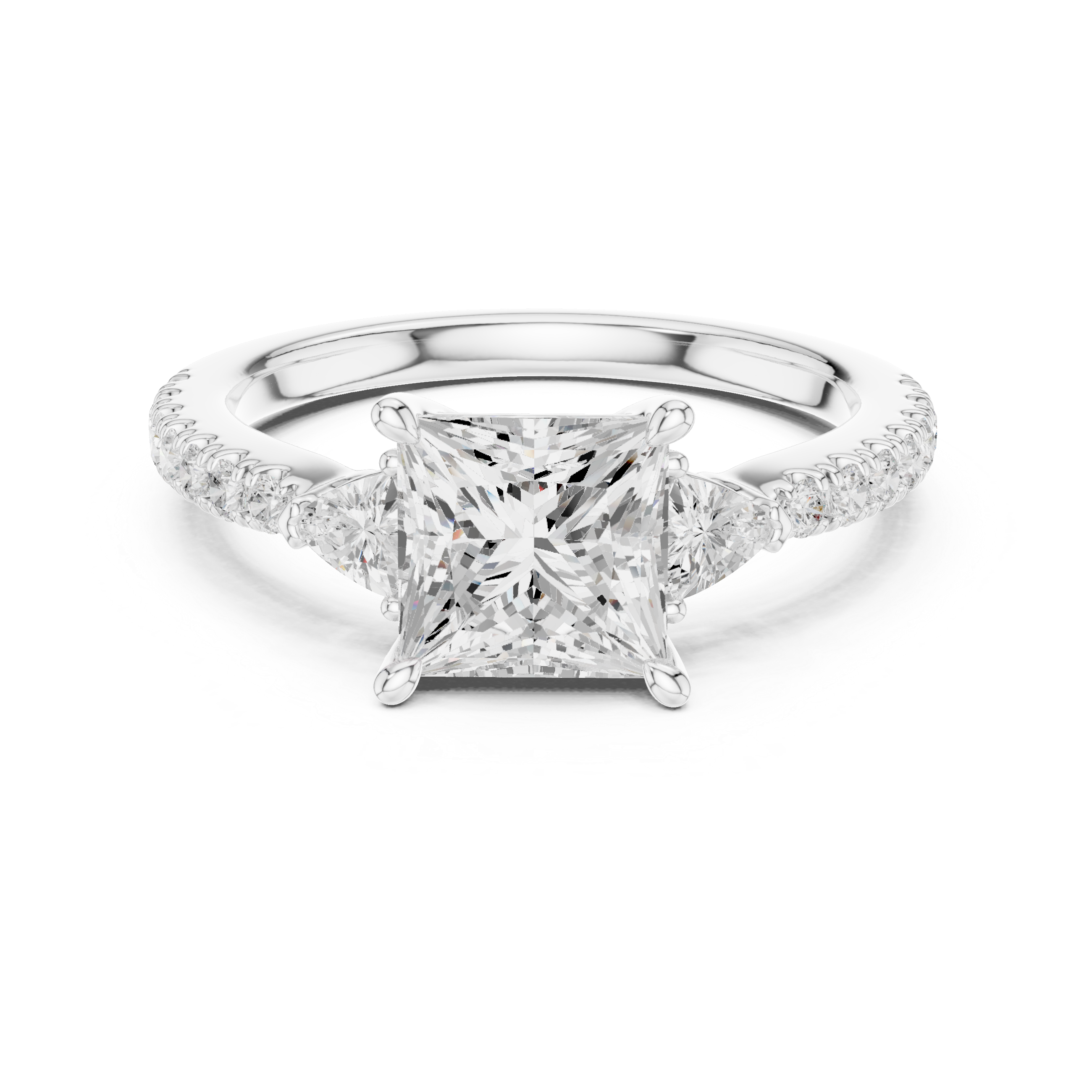 Lab grown princess diamond engagement ring classic side stones