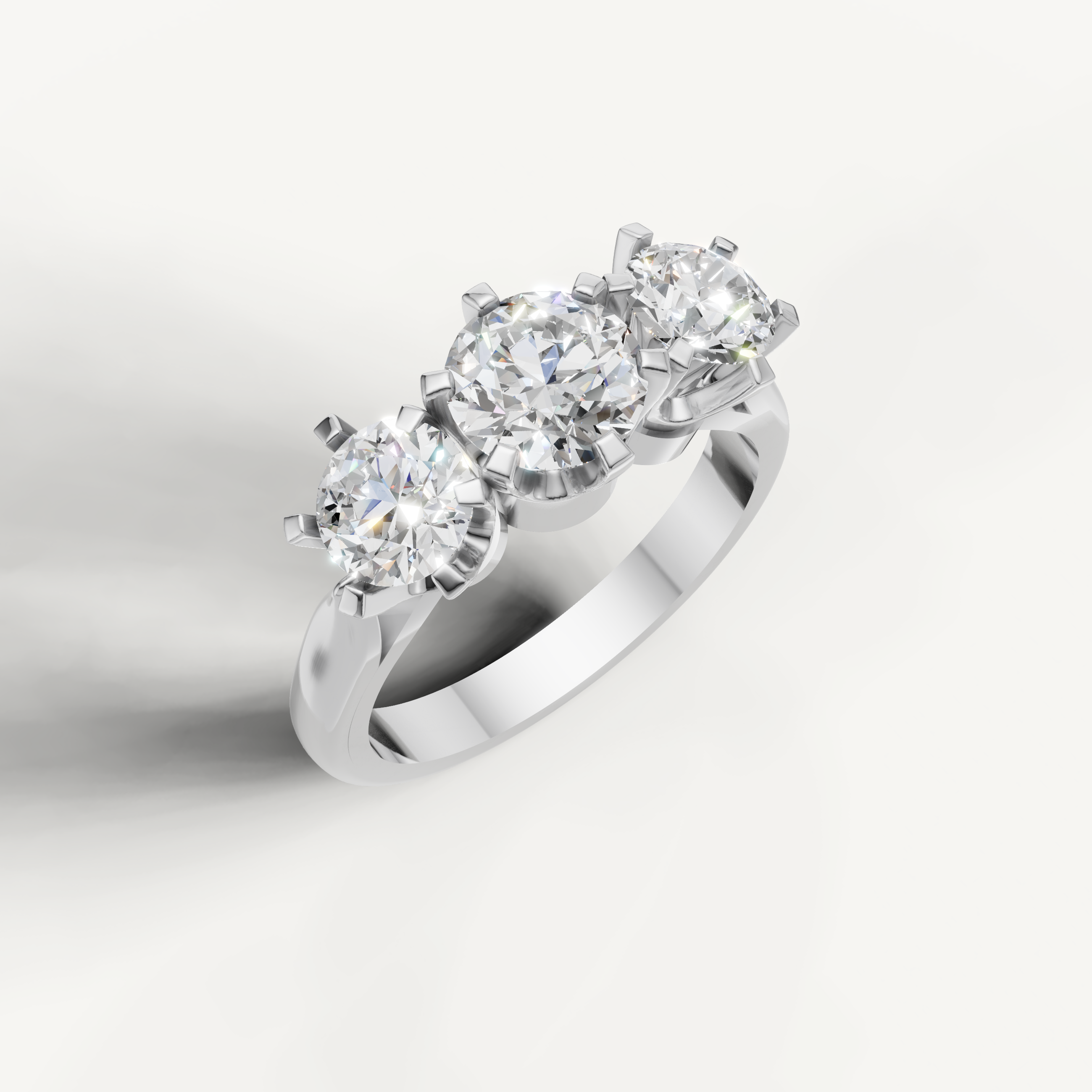 Premium round diamond ring with trilogy design by Raul Diamonds