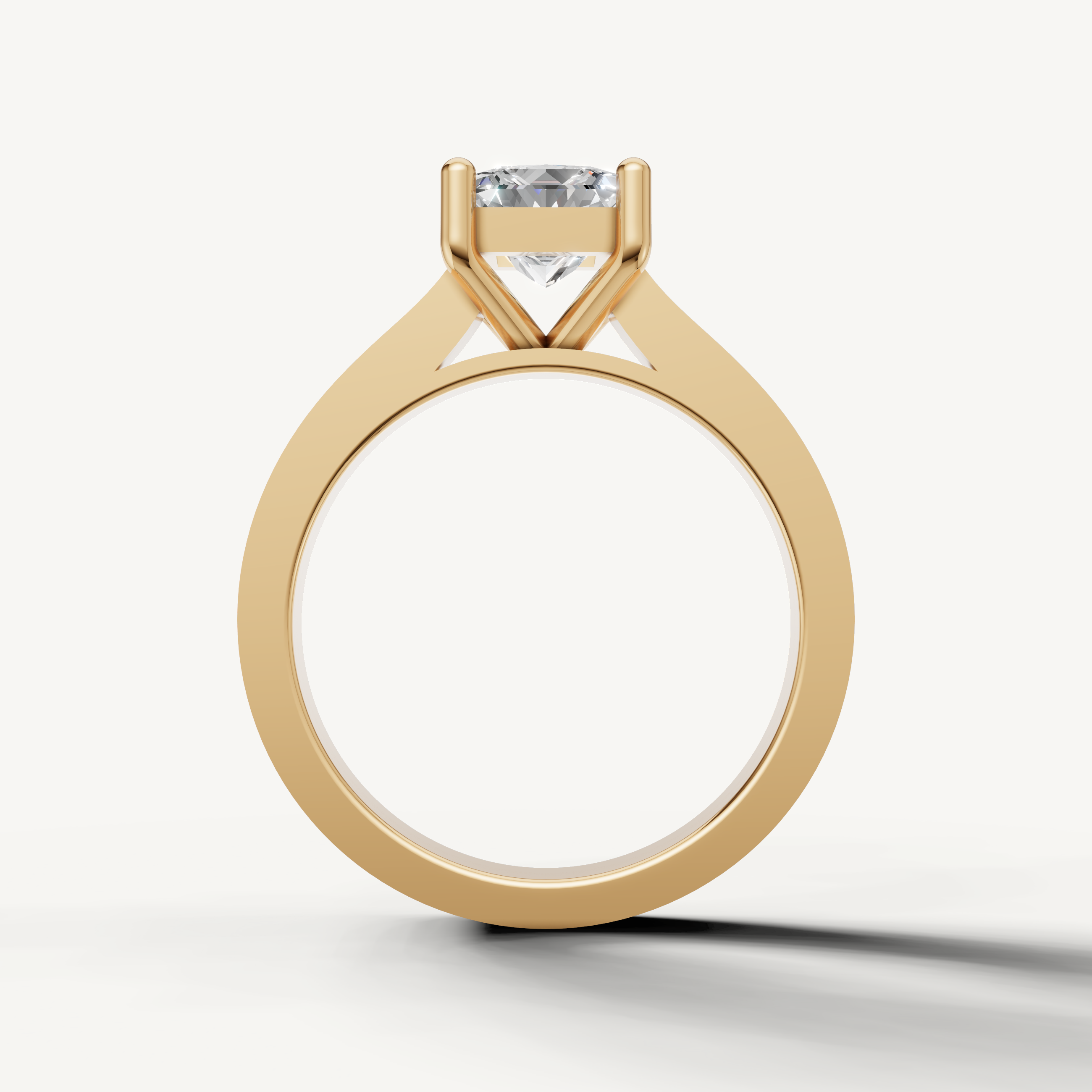 Elegant yellow gold princess solitaire ring by Raul Diamonds