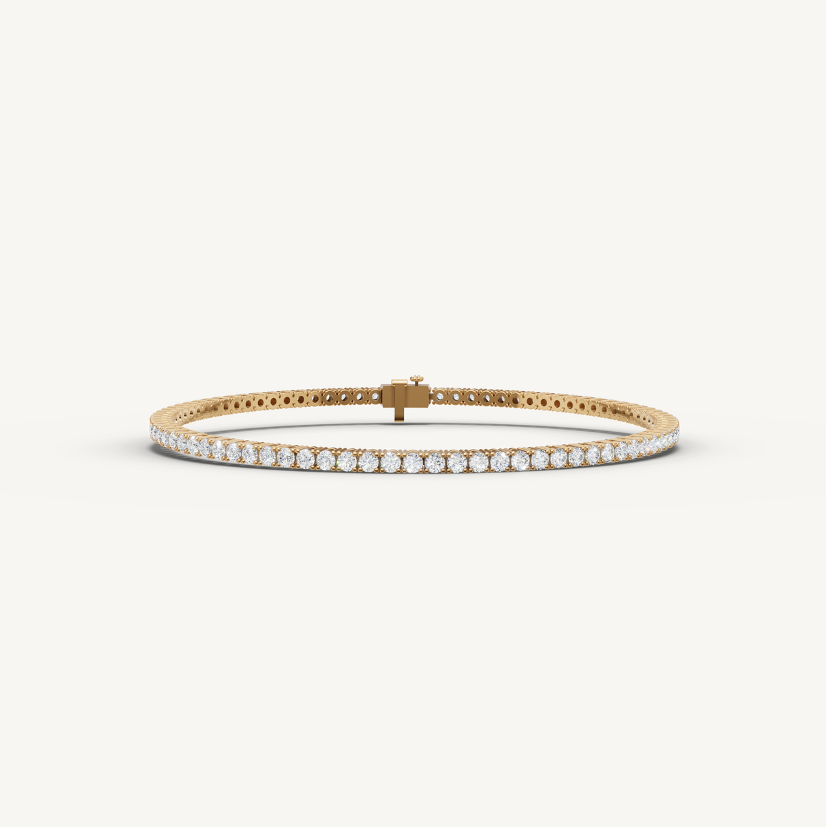 3 carat round lab-grown diamond tennis bracelet in 14K gold