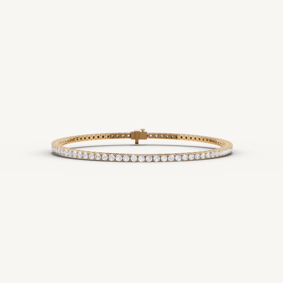 3 carat round lab-grown diamond tennis bracelet in 14K gold