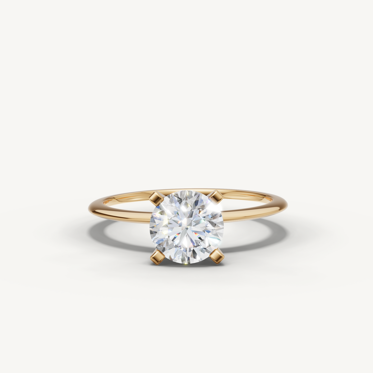1 carat round lab-grown diamond solitaire ring in 14K yellow gold