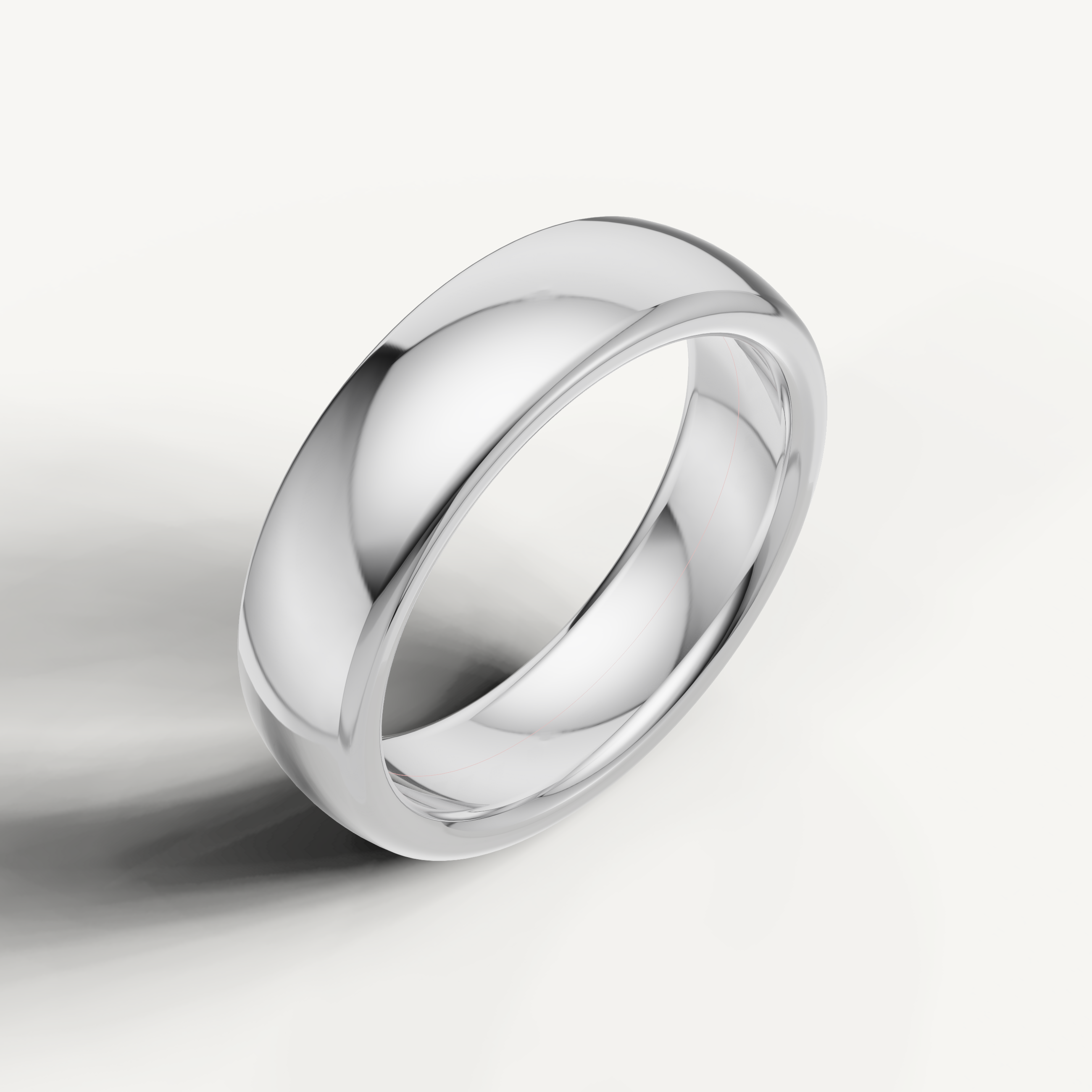Elegant white gold plain wedding ring with luxury mirror finish
