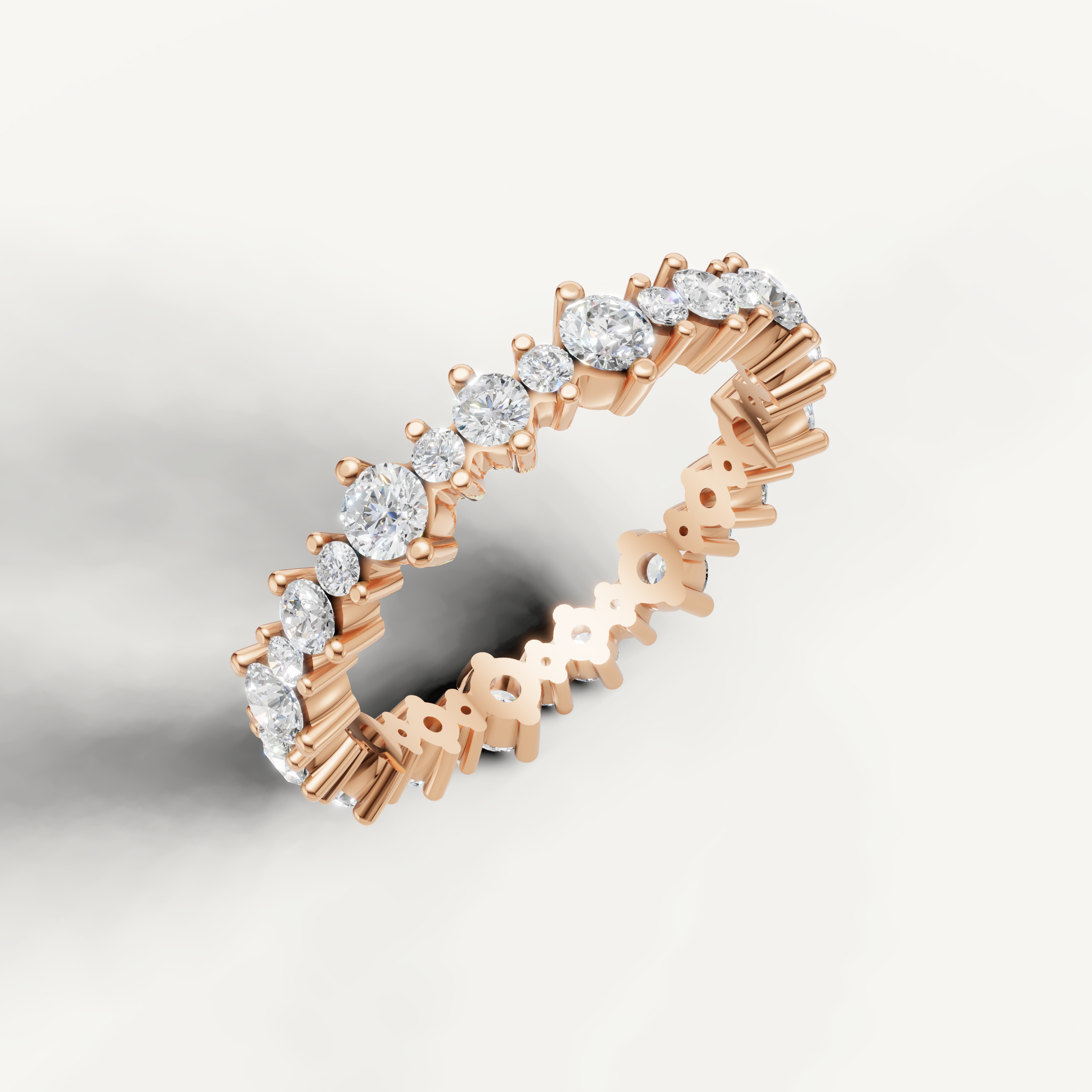 Elegant rose gold anniversary wedding ring with sparkling diamond row design