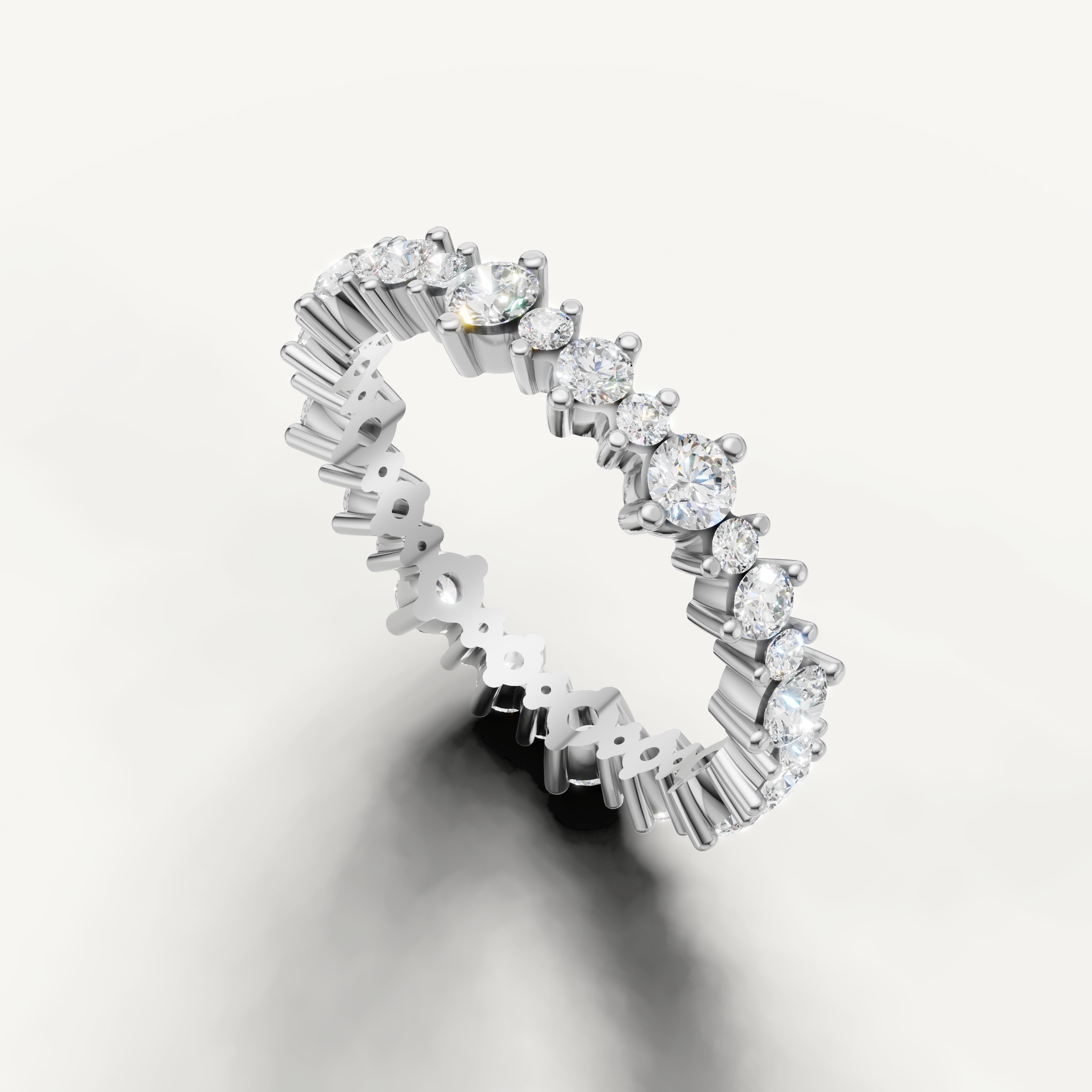 Elegant white gold multi diamond wedding band handcrafted by Raul Diamonds