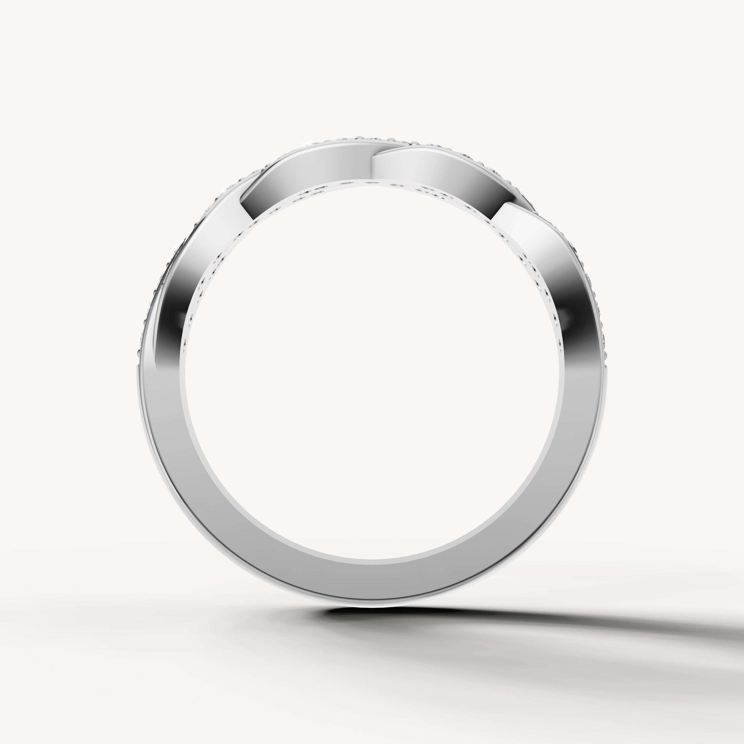 Modern white gold pavé diamond wedding ring by Raul Diamonds