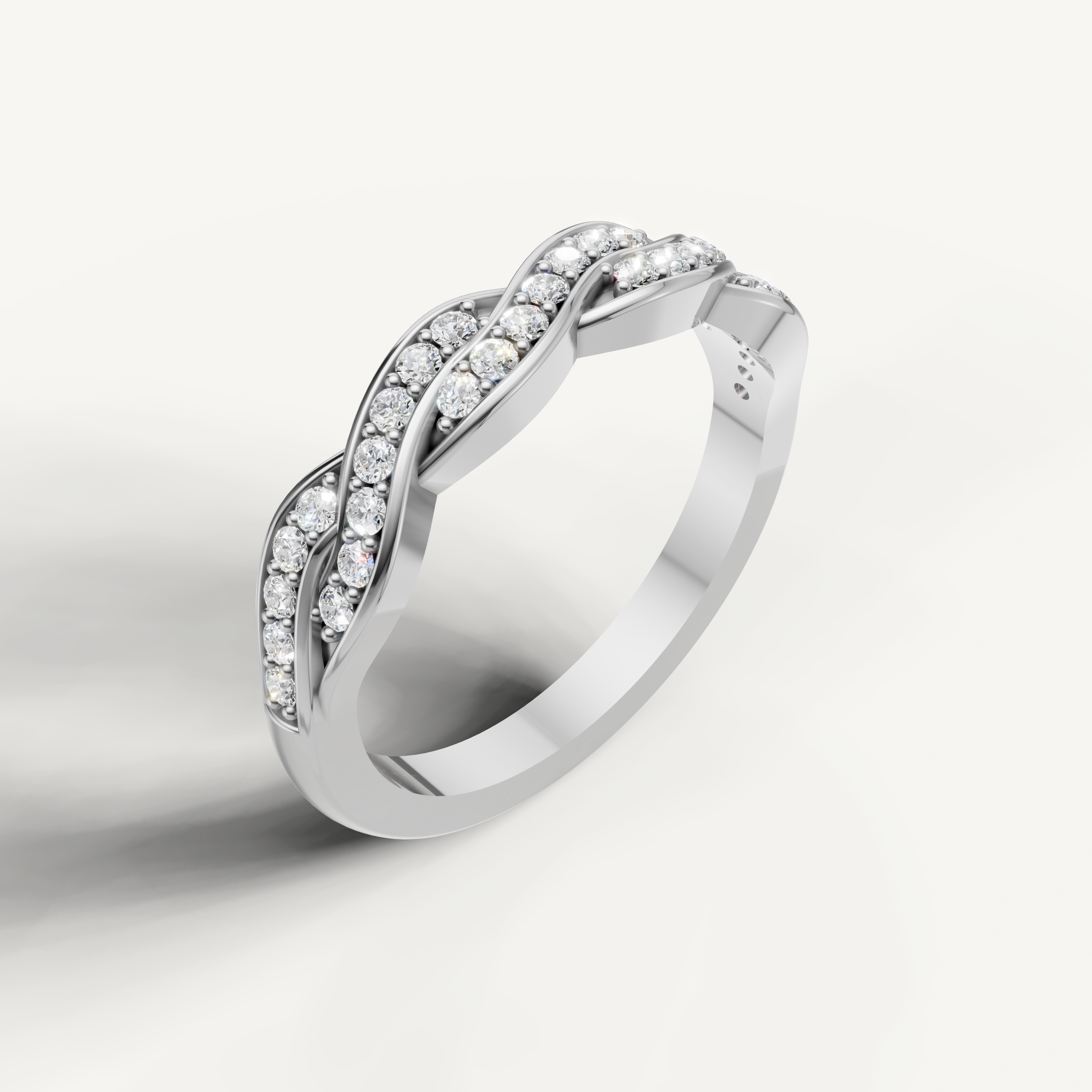 Elegant white gold twisted infinity wedding ring with sparkling diamonds