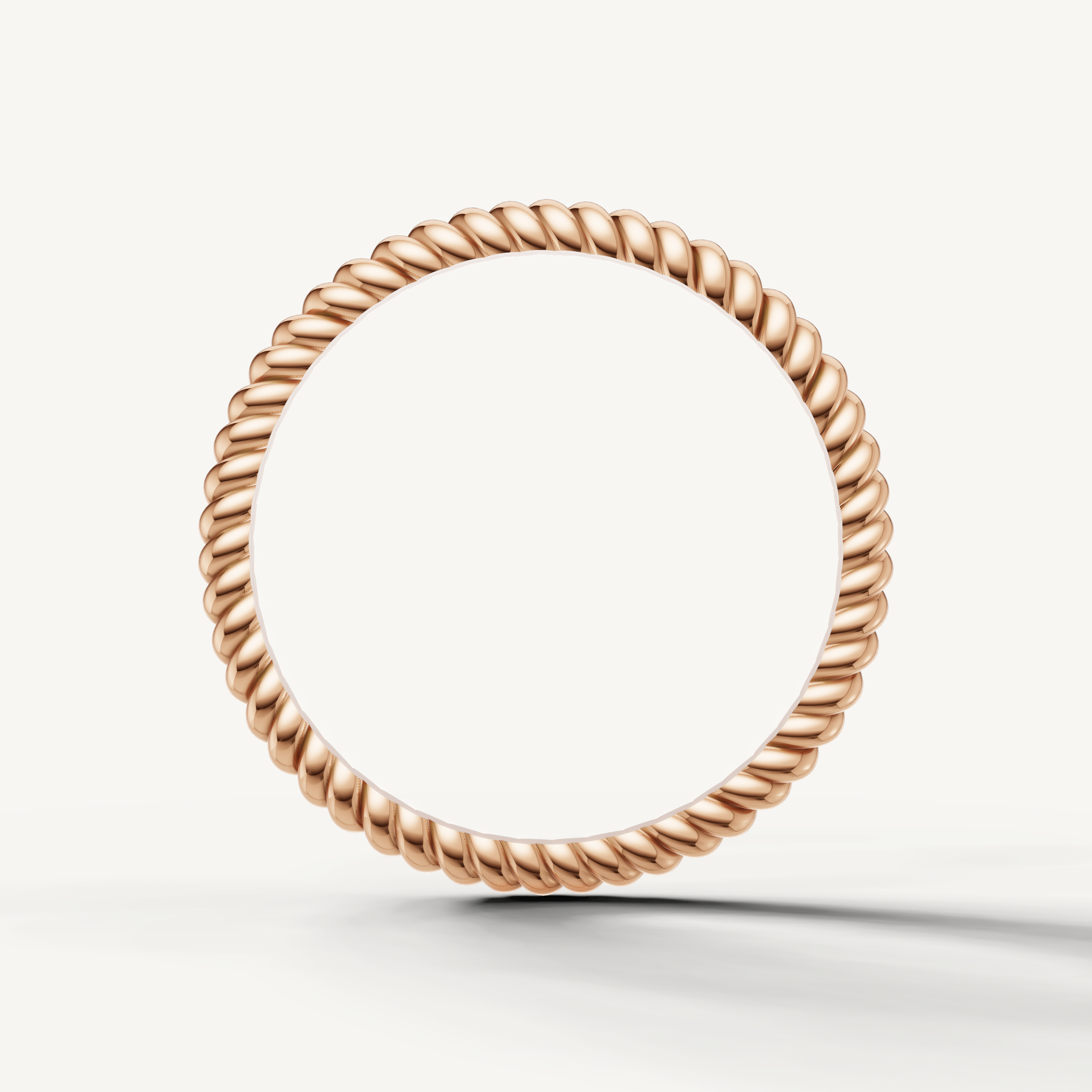 Elegant rose gold rope texture stackable wedding band by Raul Diamonds