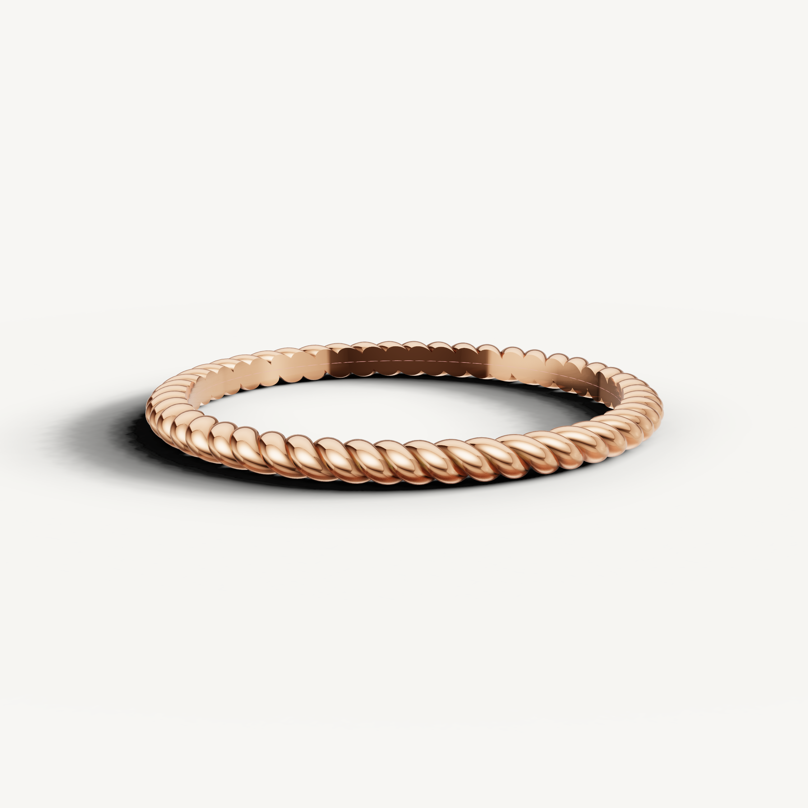 Raul Diamonds rose gold twisted rope wedding band with elegant polished finish
