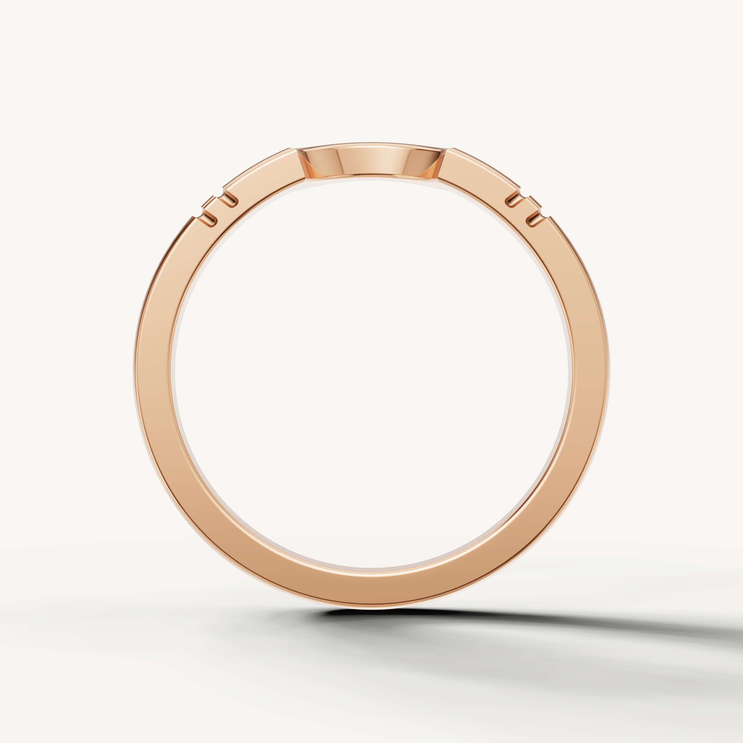 Luxury rose gold stackable wedding band for women with modern geometric detail