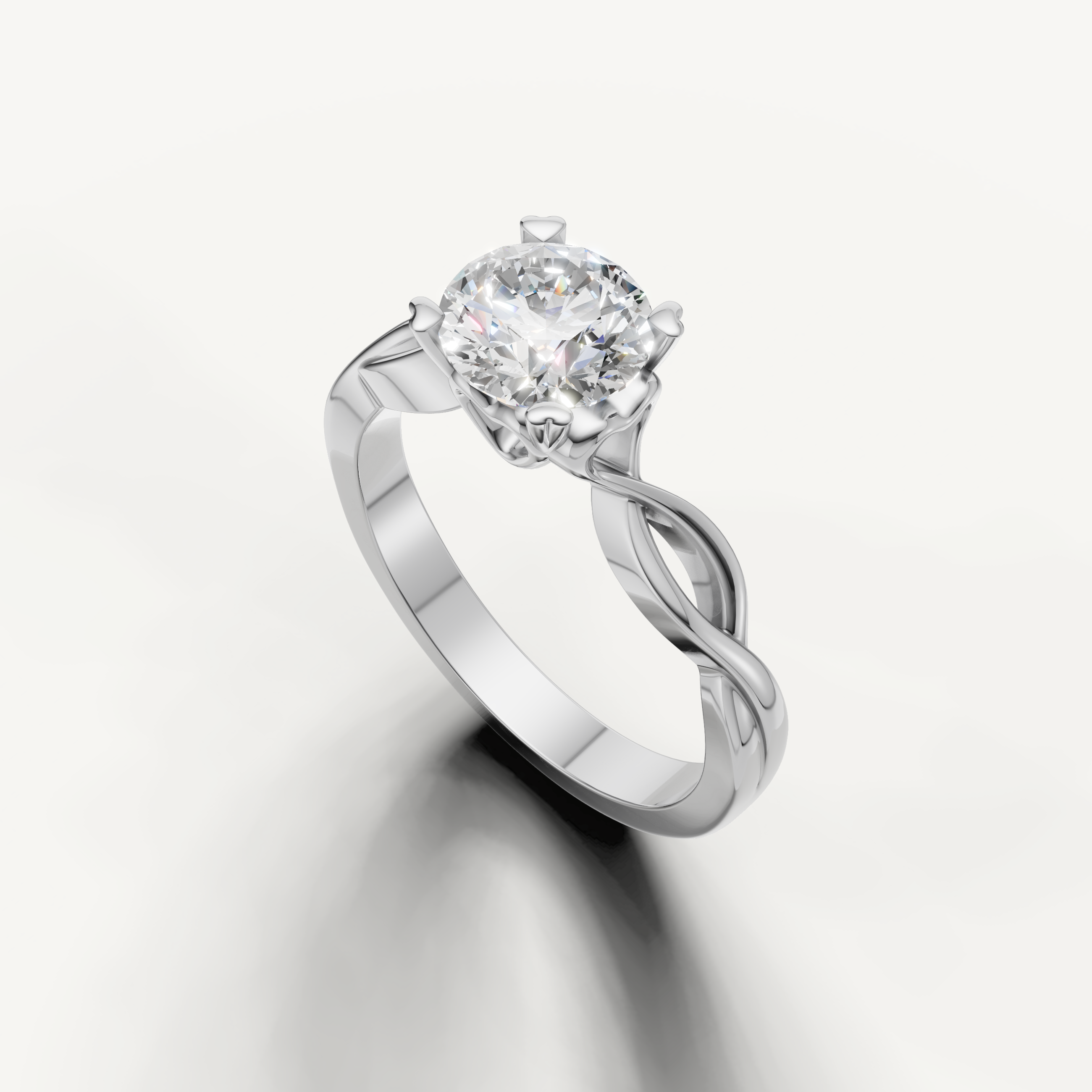 Raul Diamonds contemporary emerald cut engagement ring in white gold.