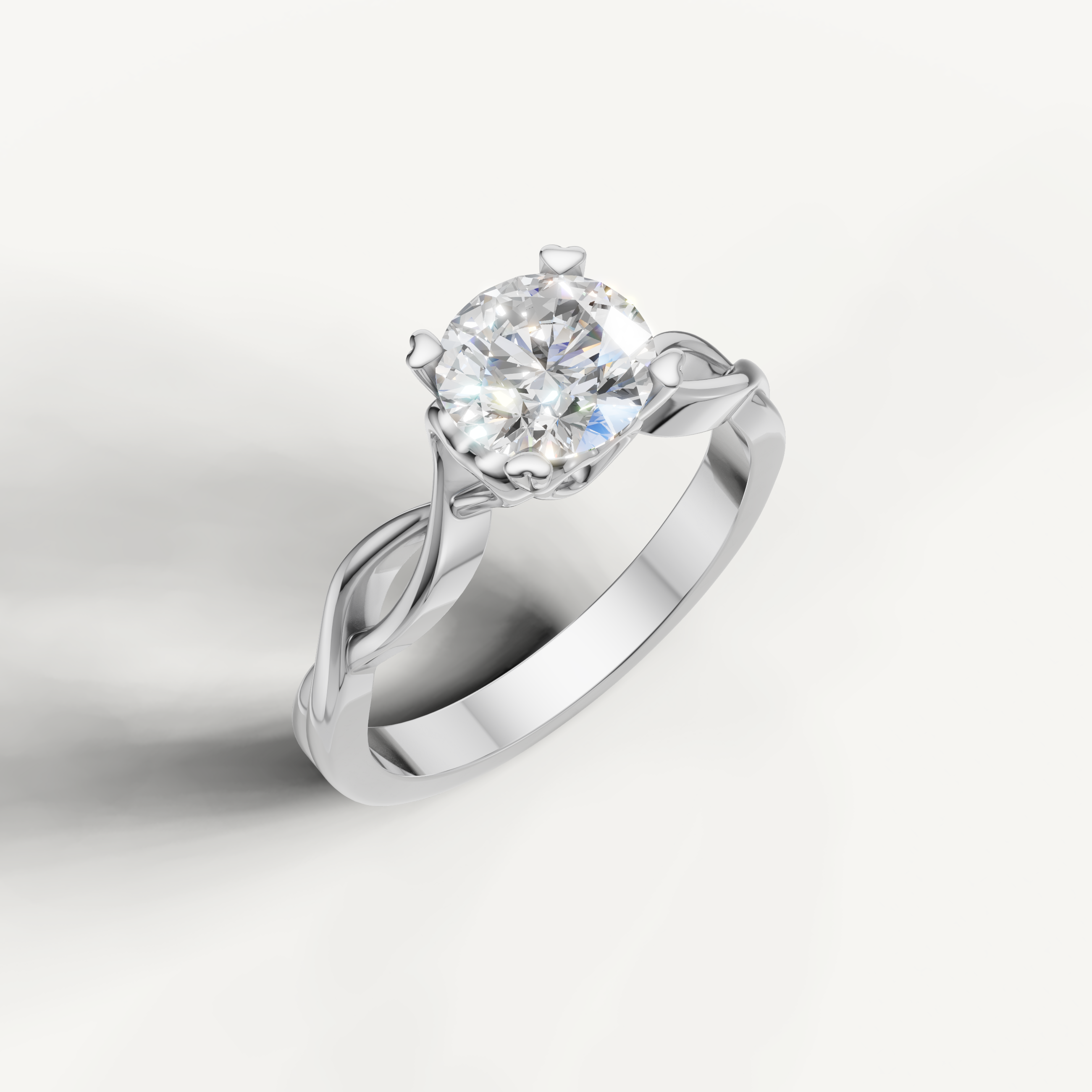 White gold emerald cut diamond ring with elegant open setting by Raul Diamonds.