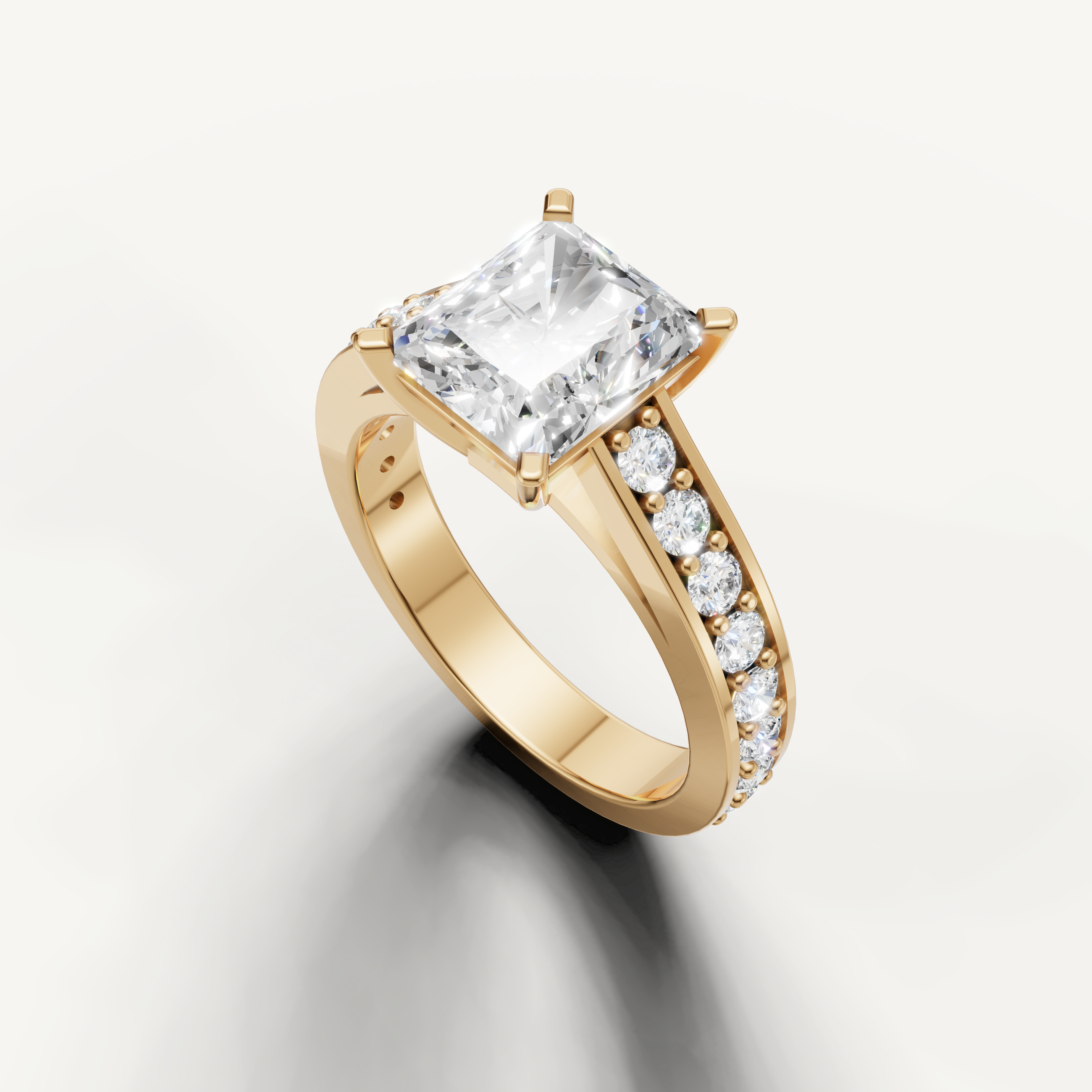 Luxury Yellow Gold Radiant Diamond Ring for Women