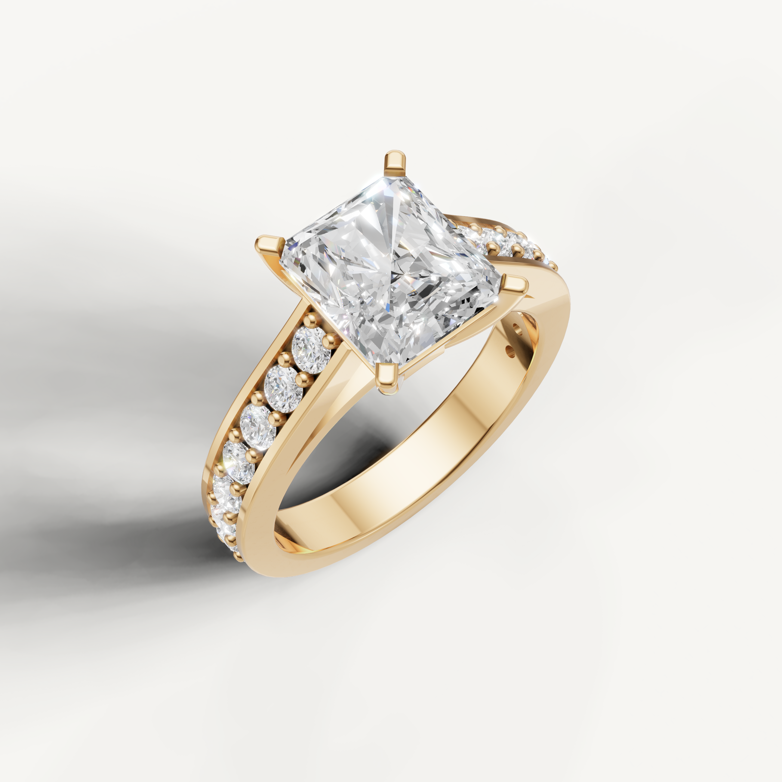 Yellow Gold Radiant Halo Diamond Ring by Raul Diamonds