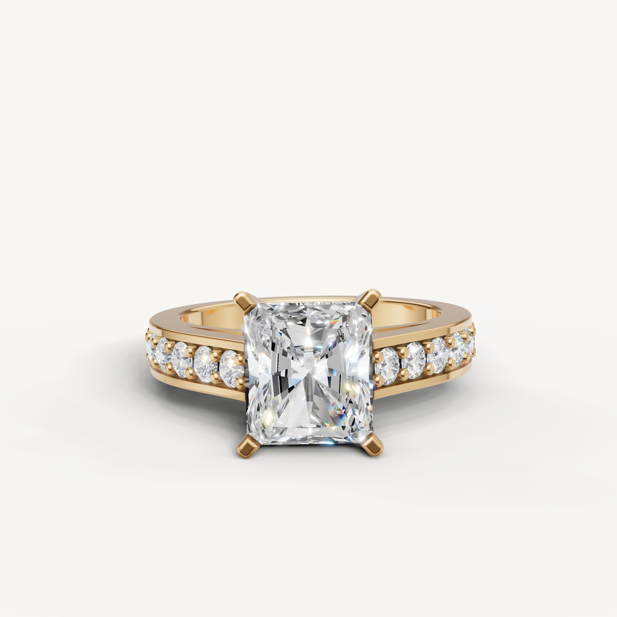 Raul Diamonds Yellow Gold Radiant Cut Diamond Engagement Ring