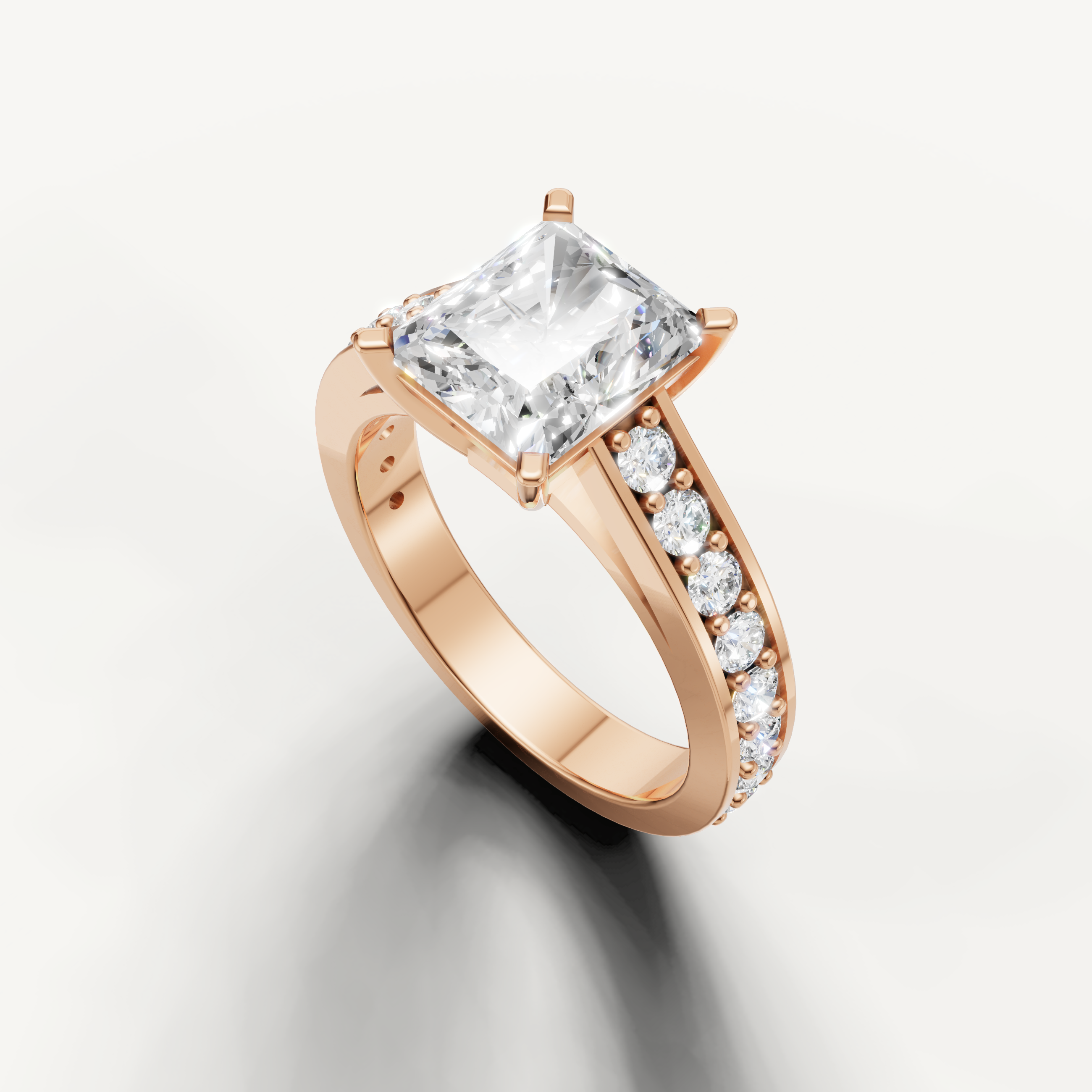 Elegant Rose Gold Radiant Diamond Ring by Raul Diamonds