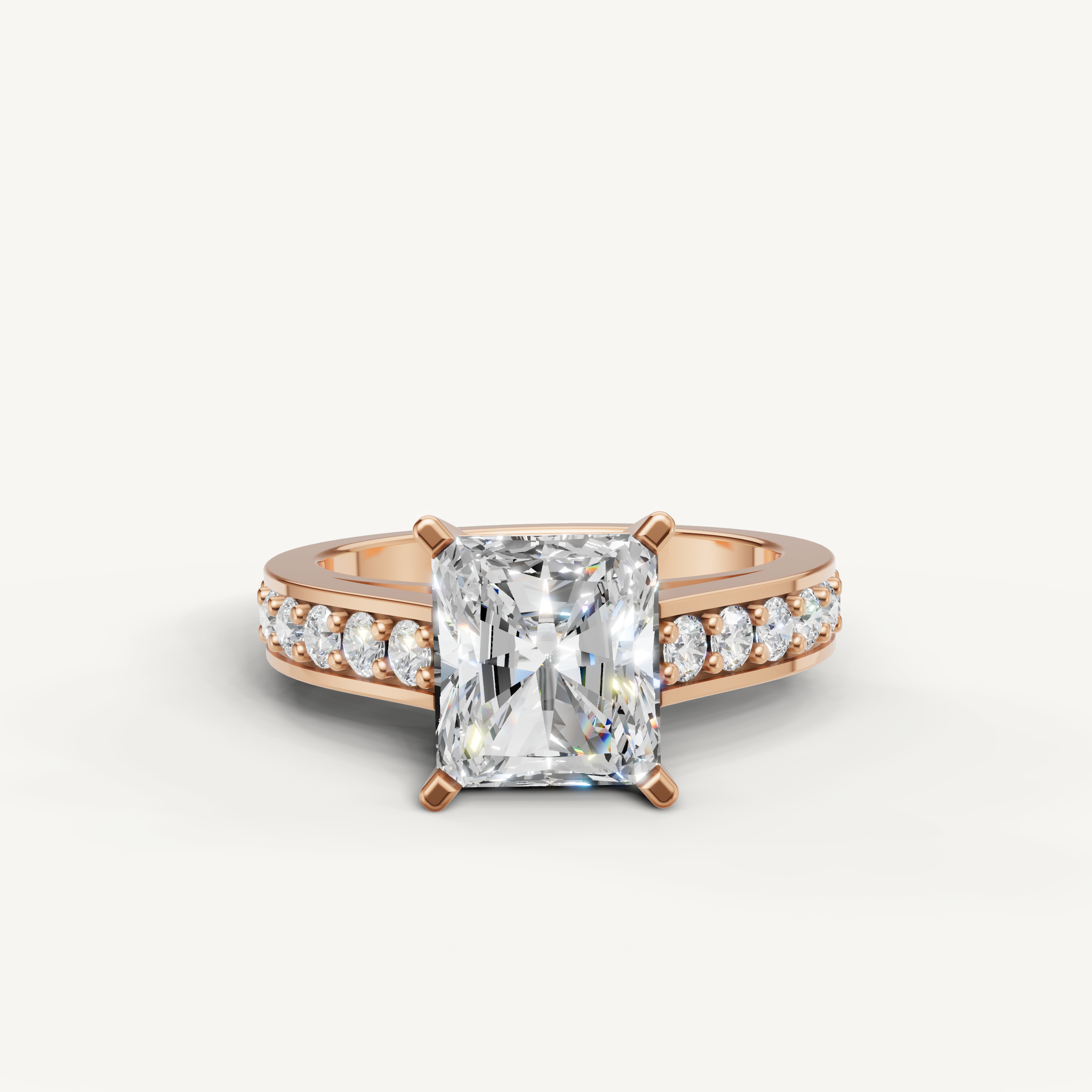 Raul Diamonds Rose Gold Radiant Diamond Engagement Ring
