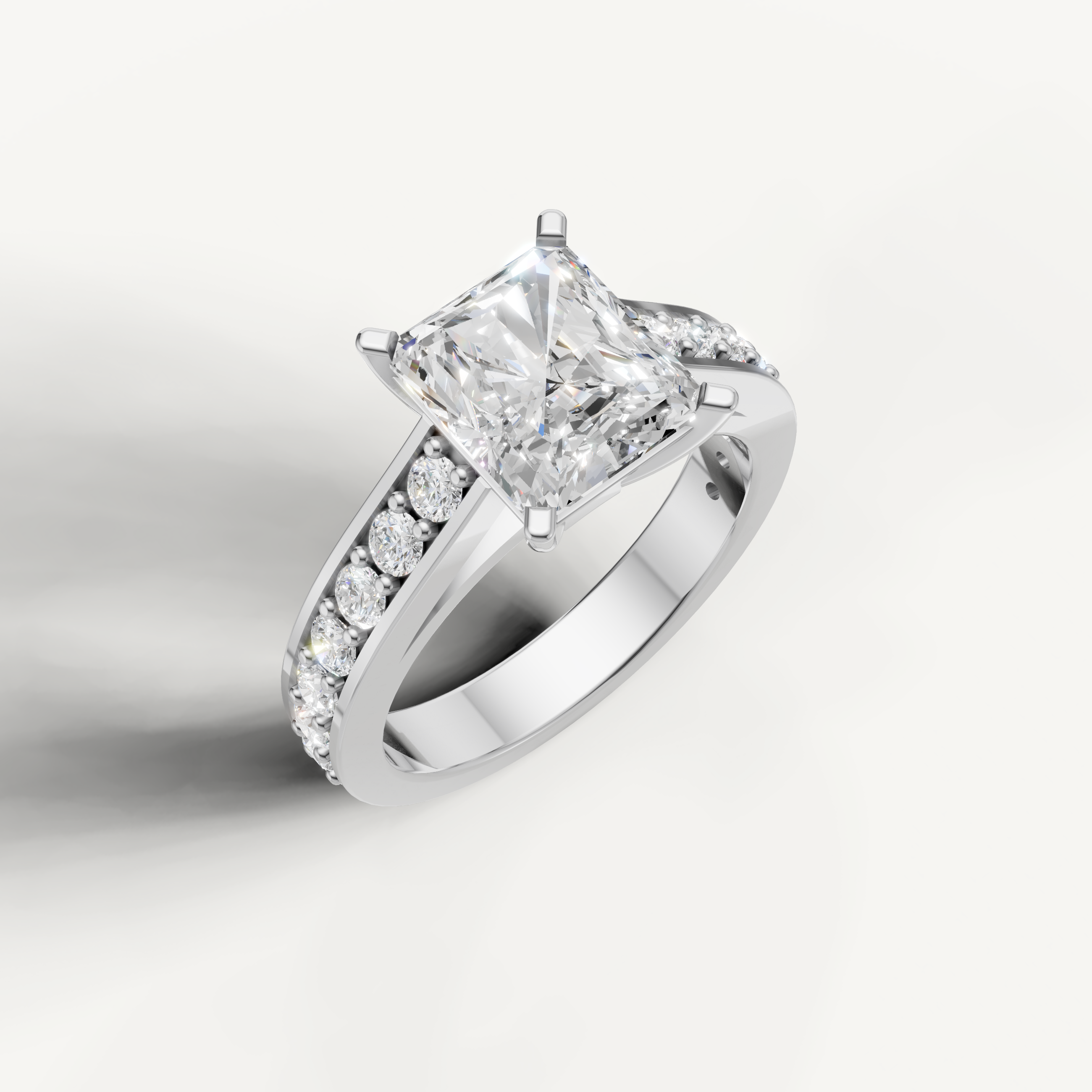 White Gold Radiant Cut Diamond Engagement Ring