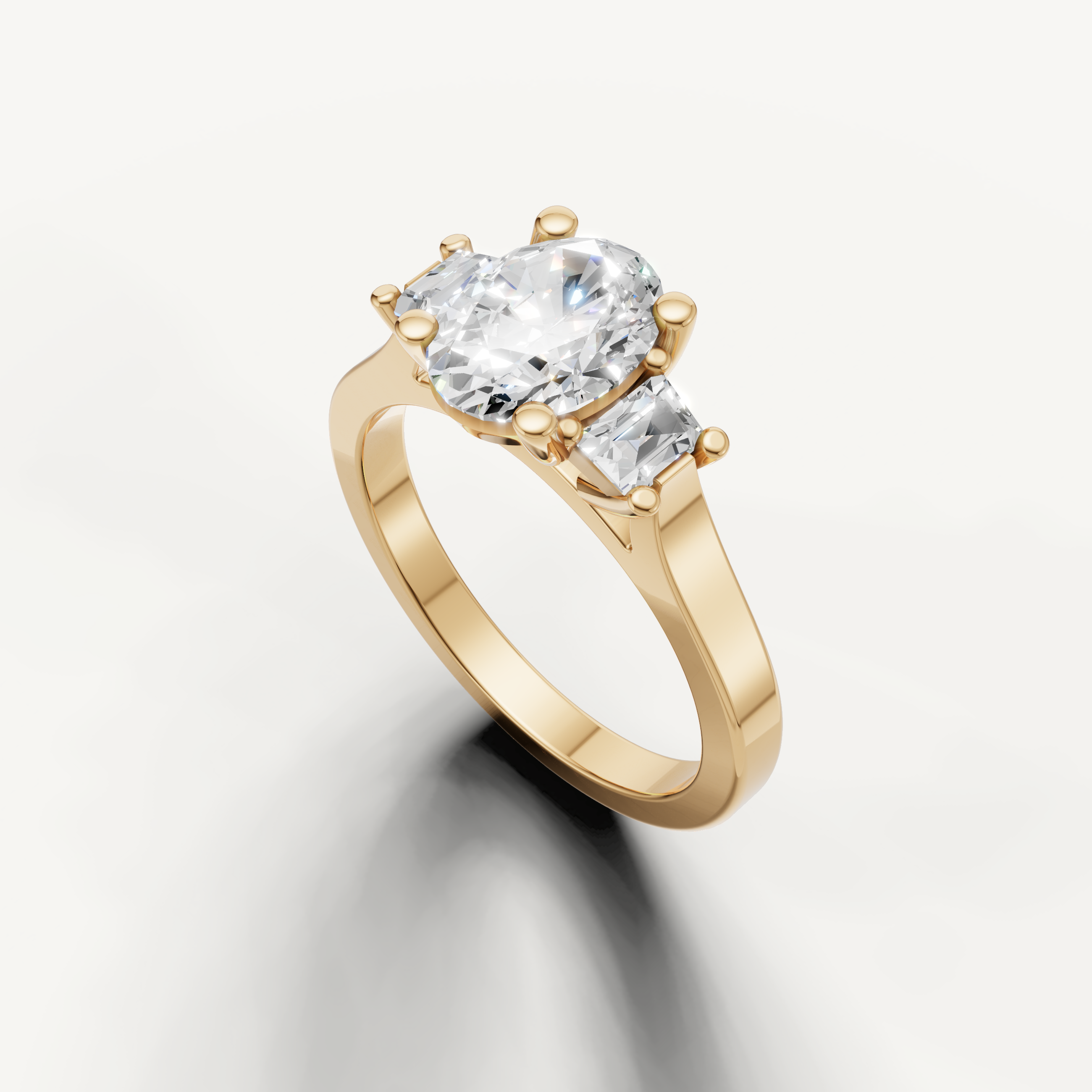 Luxury Yellow Gold Oval Diamond Ring for Women