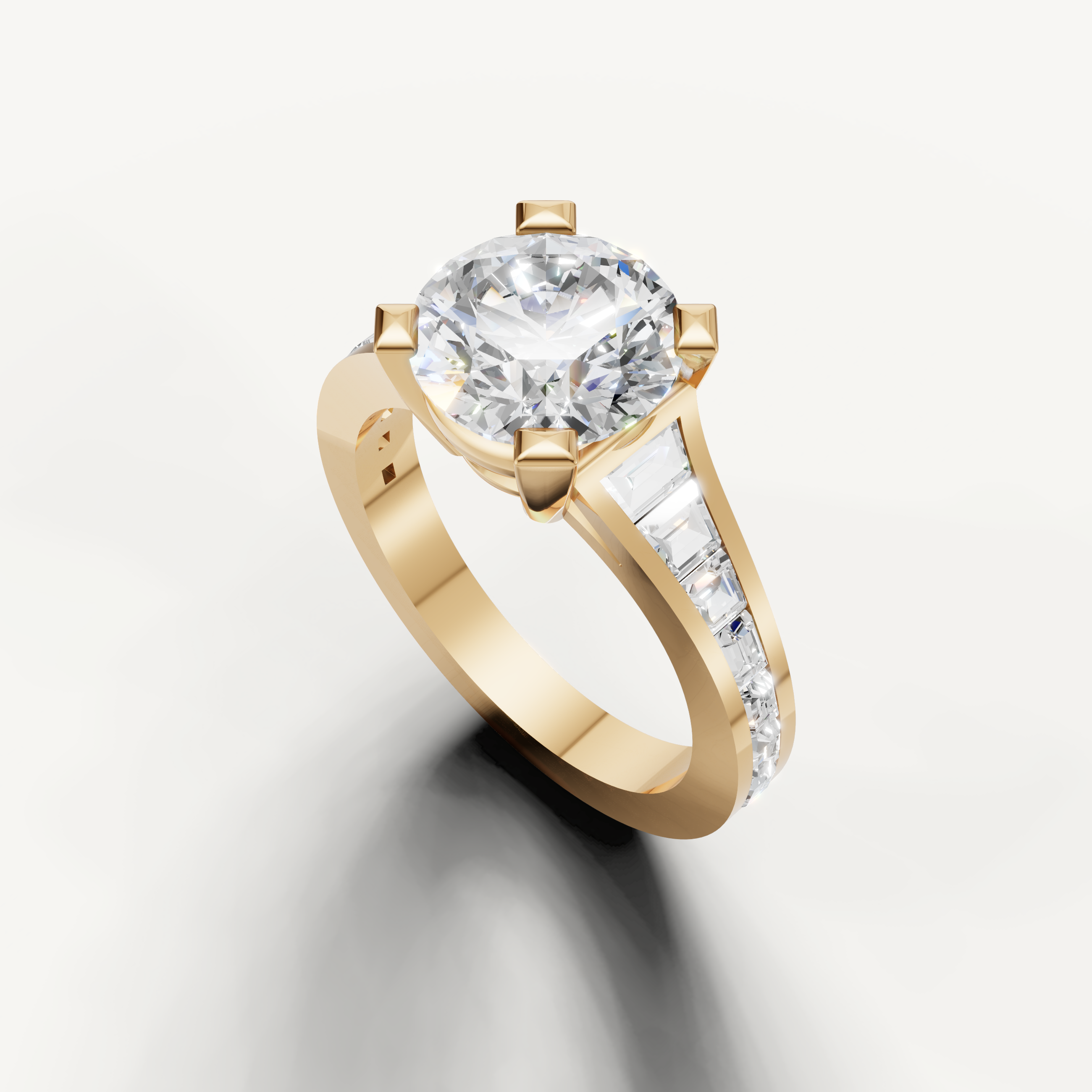 Luxury Yellow Gold Round Diamond Ring by Raul Diamonds