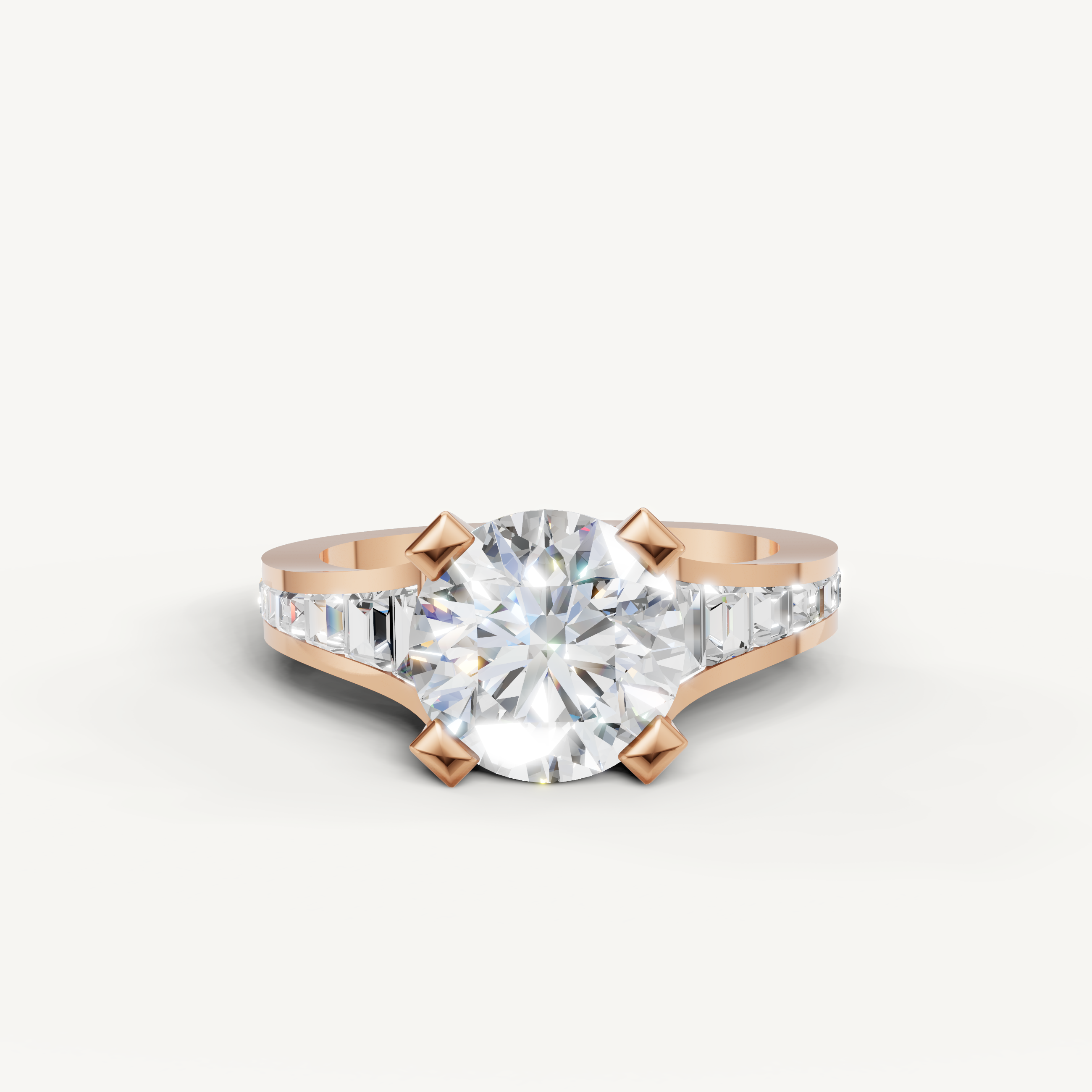 Raul Diamonds Rose Gold Round Diamond Engagement Ring