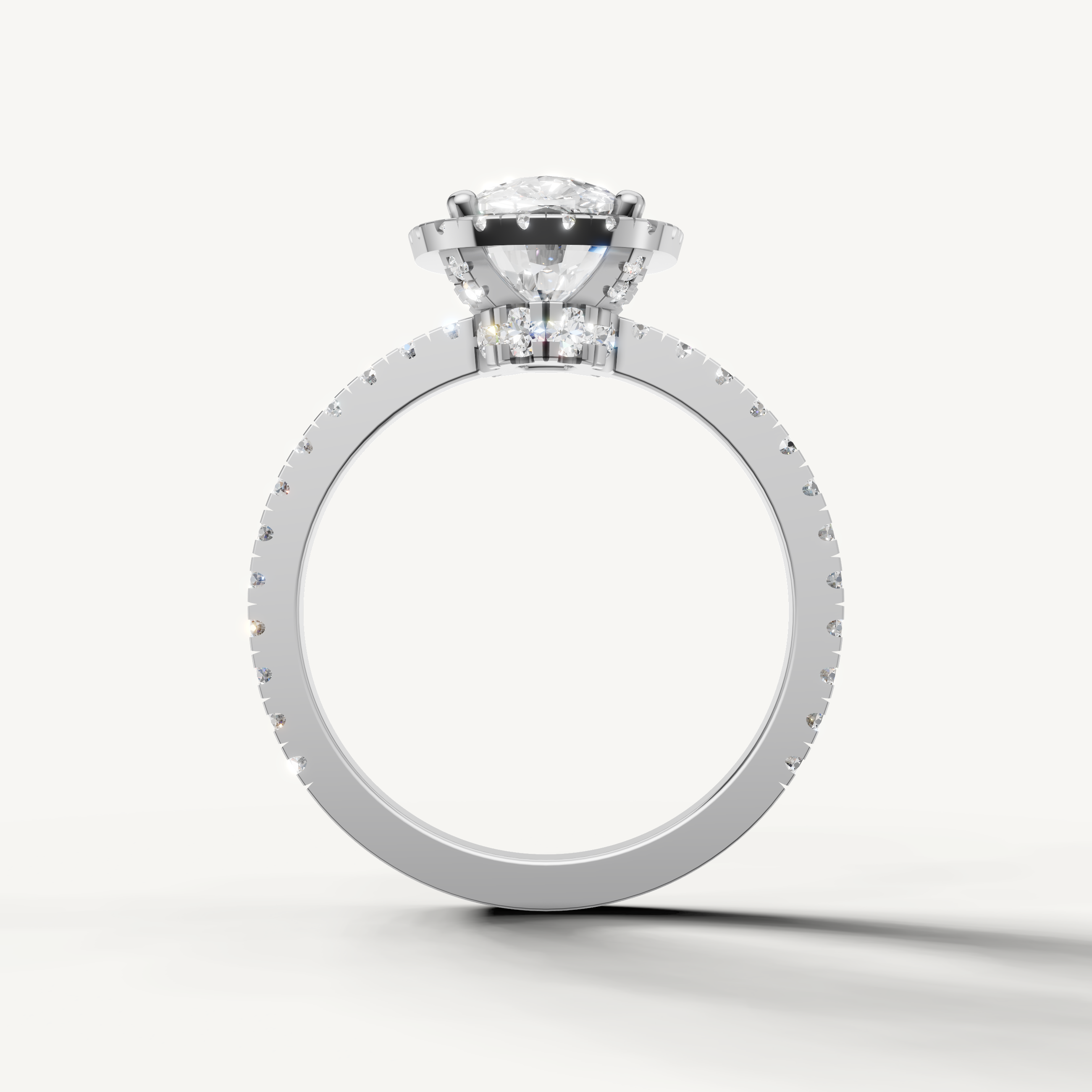 Modern White Gold Cushion Cut Engagement Ring