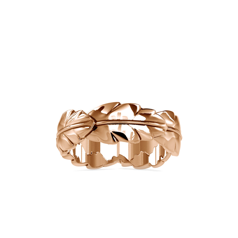 Nature-Inspired Laurel Leaf Gold Wedding Band | Lab Grown Jewelry
