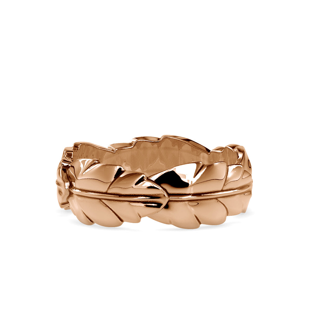 Nature-Inspired Laurel Leaf Gold Wedding Band | Lab Grown Jewelry