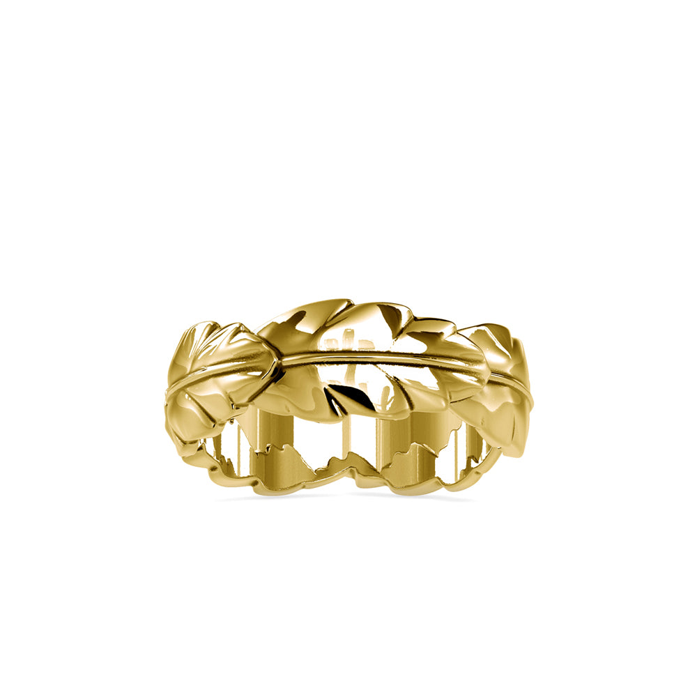 Nature-Inspired Laurel Leaf Gold Wedding Band | Lab Grown Jewelry