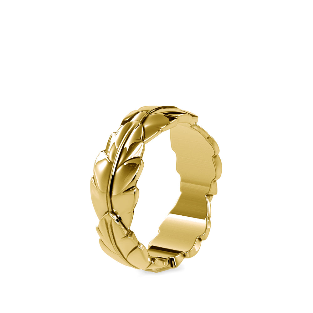 Nature-Inspired Laurel Leaf Gold Wedding Band | Lab Grown Jewelry