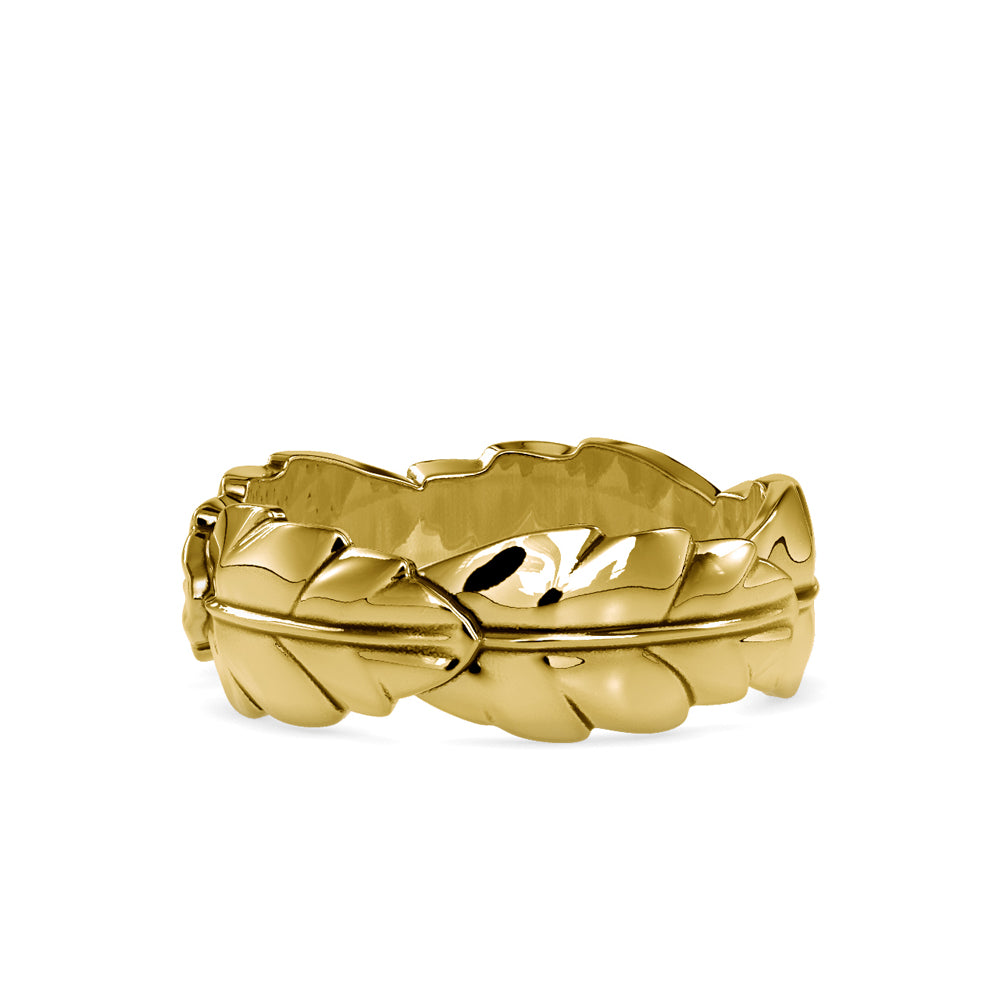 Nature-Inspired Laurel Leaf Gold Wedding Band | Lab Grown Jewelry