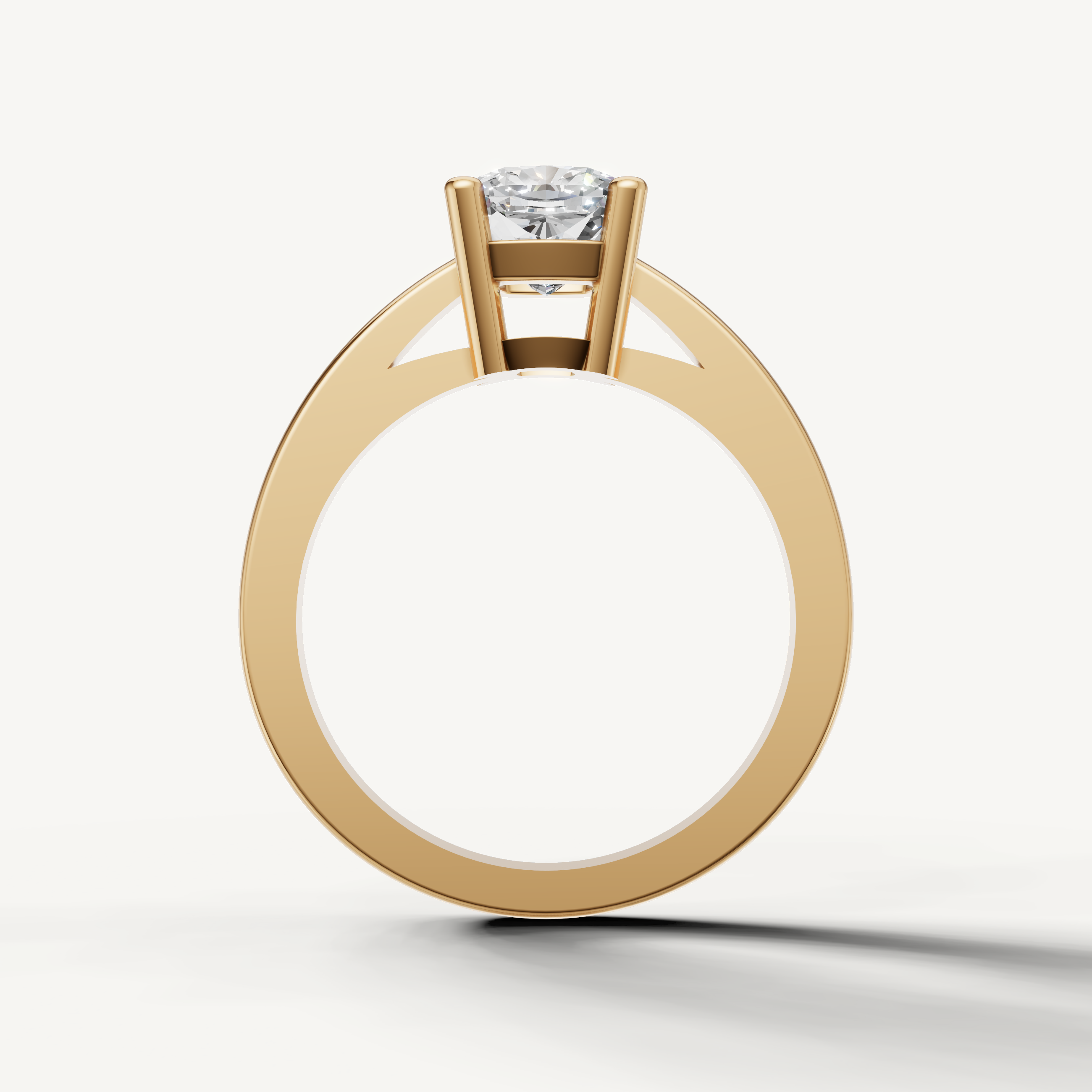Luxury cushion cut diamond engagement ring with polished yellow gold band
