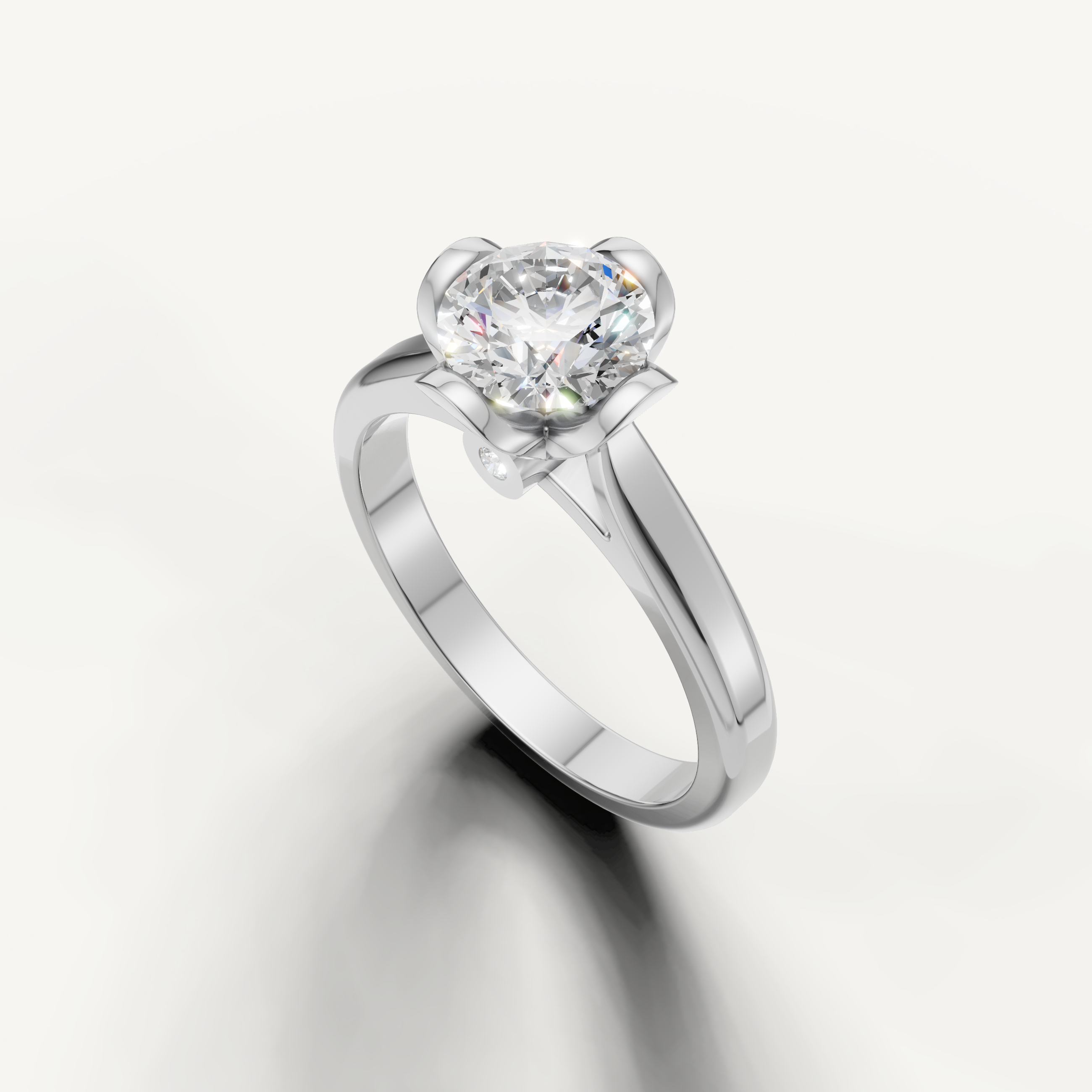 Luxury white gold round brilliant engagement ring by Raul Diamonds