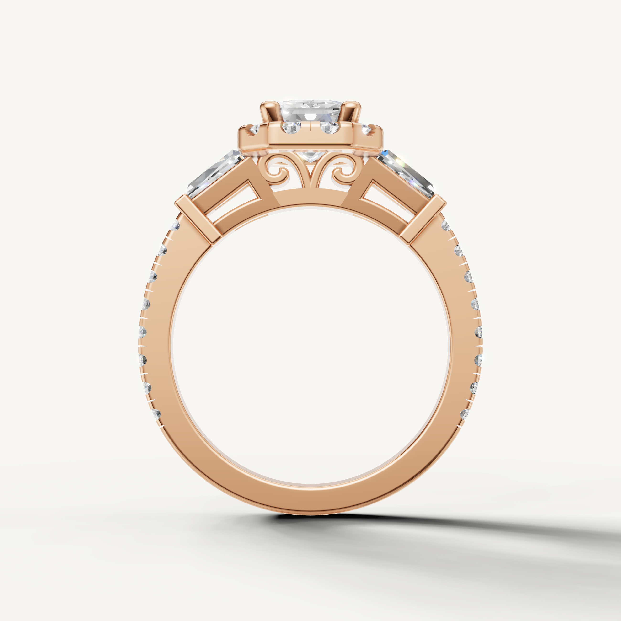 Raul Diamonds Luxury Emerald Engagement Ring with Halo Diamonds