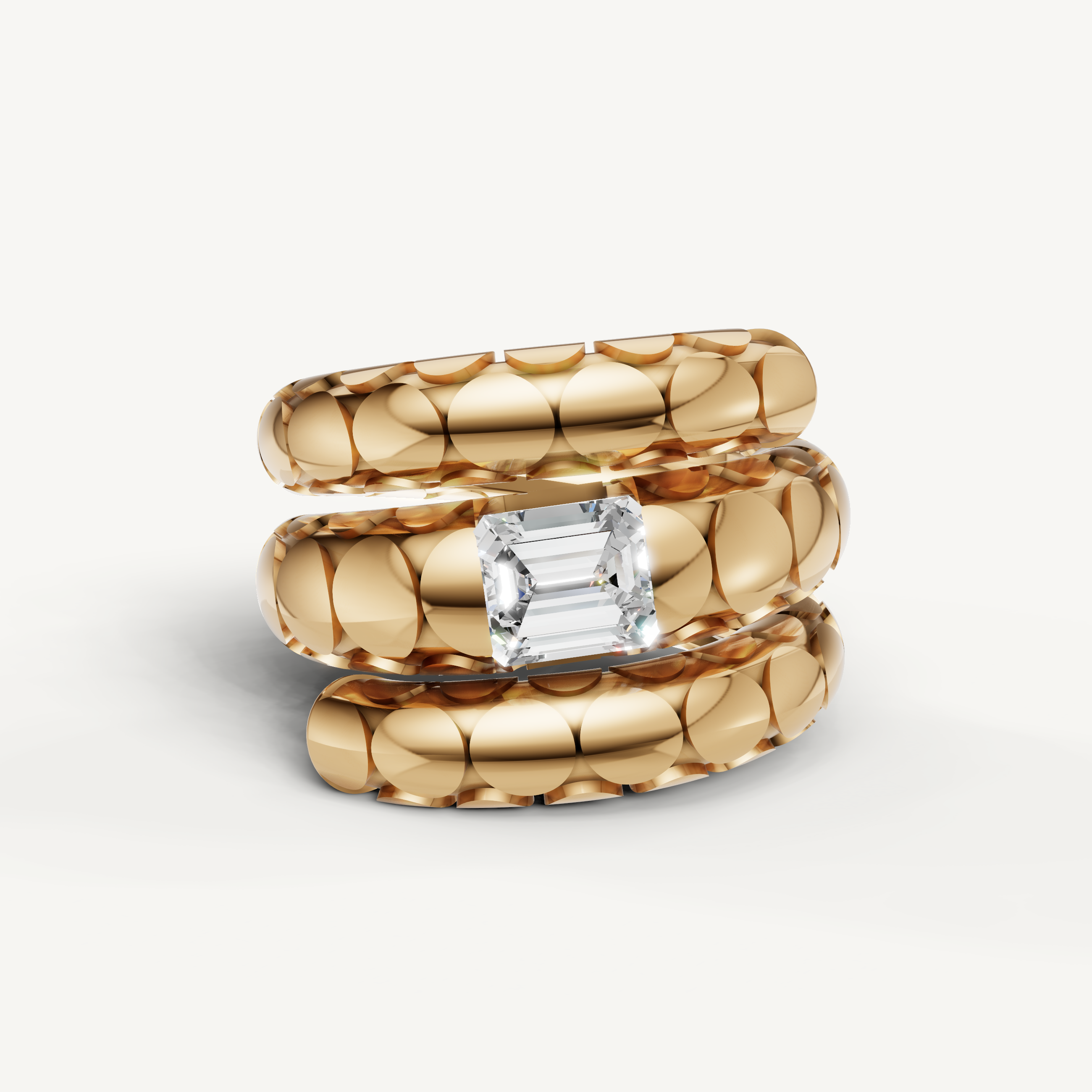 Raul Diamonds Emerald Cut Diamond Wrap Ring in Yellow Gold