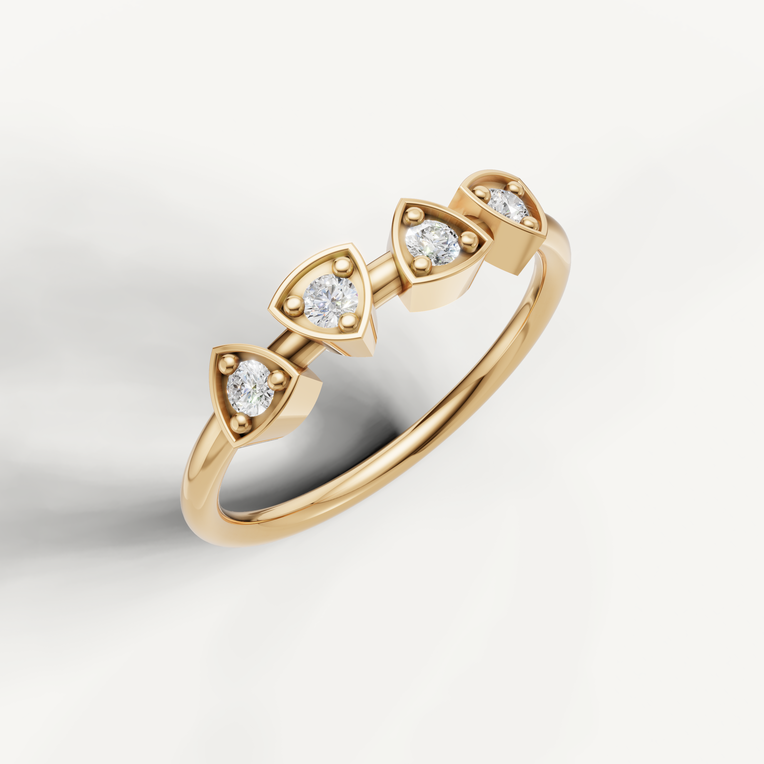 Modern yellow gold diamond wedding ring with unique triangle design Raul Diamonds