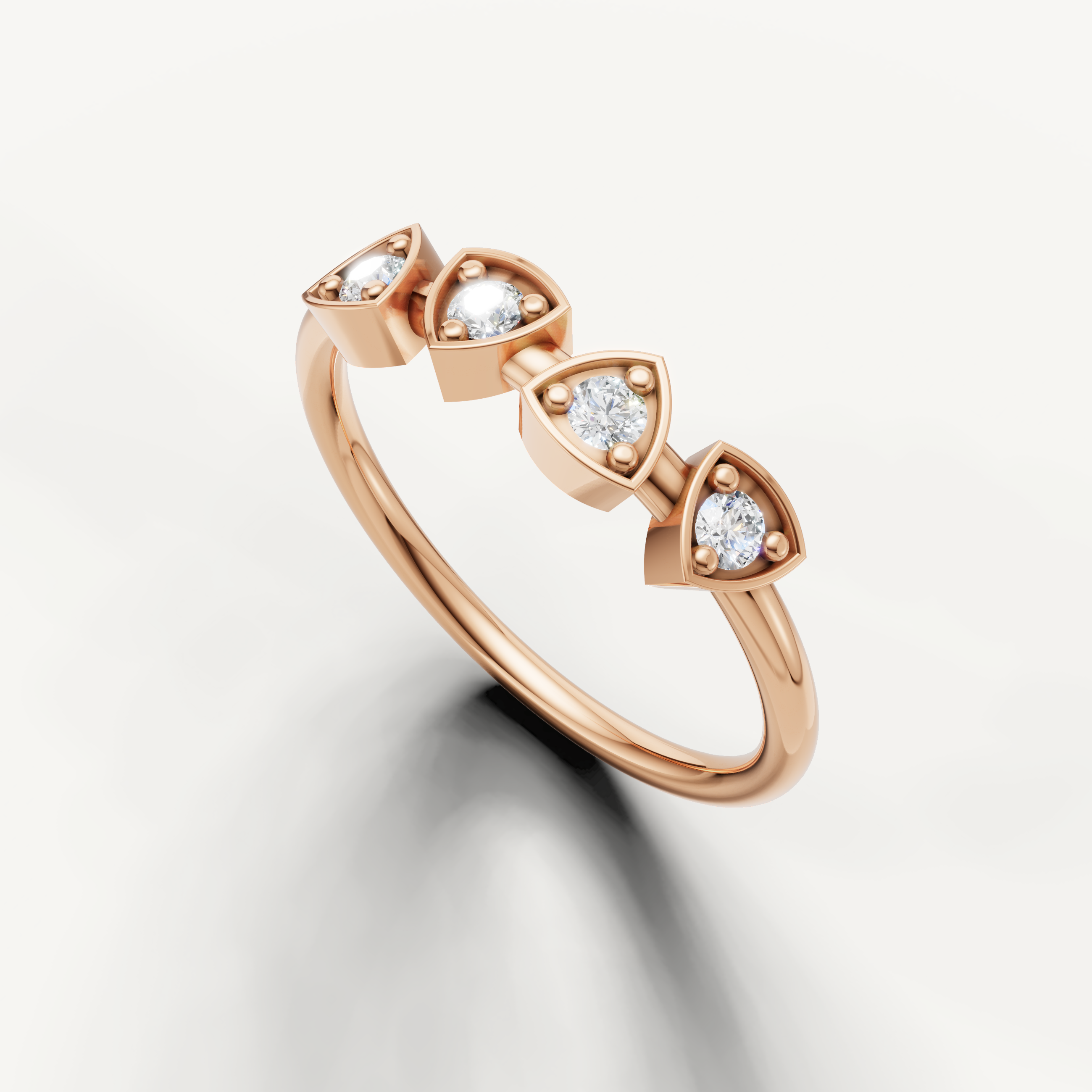 Fine rose gold minimalist anniversary band with unique triangle settings Raul Diamonds