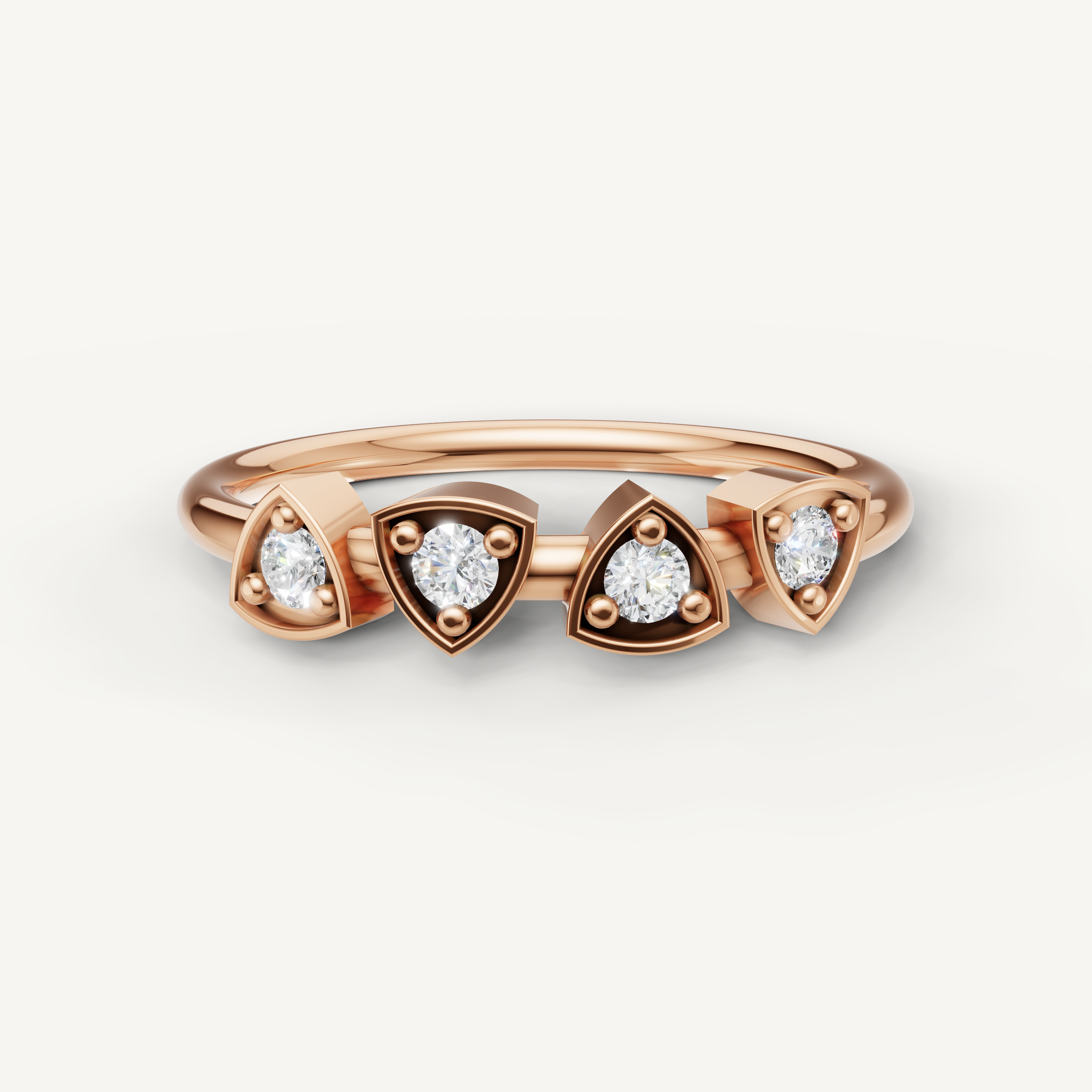 Raul Diamonds rose gold geometric diamond wedding band with triangle accents
