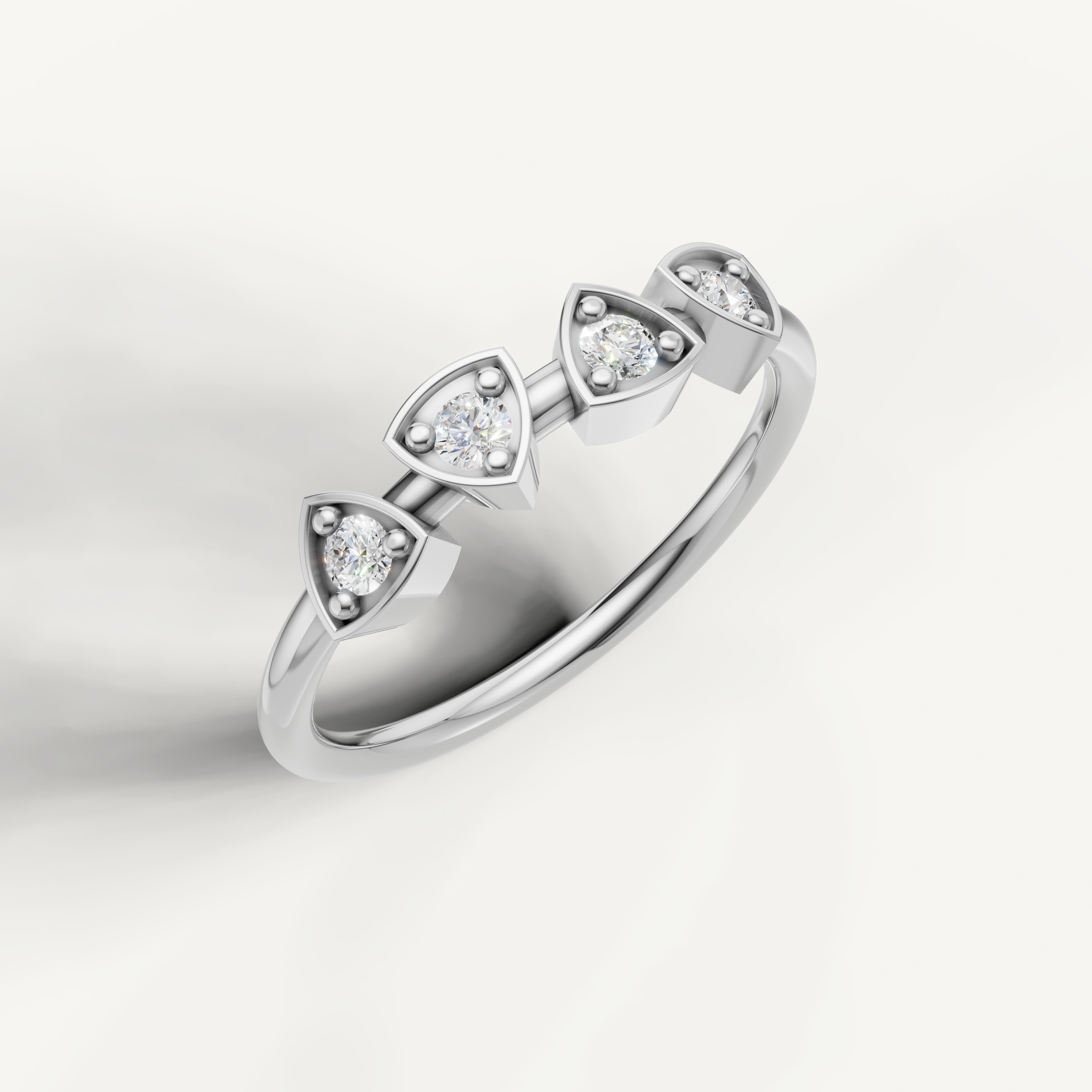 White gold modern diamond wedding ring with brilliant round stones Raul Diamonds