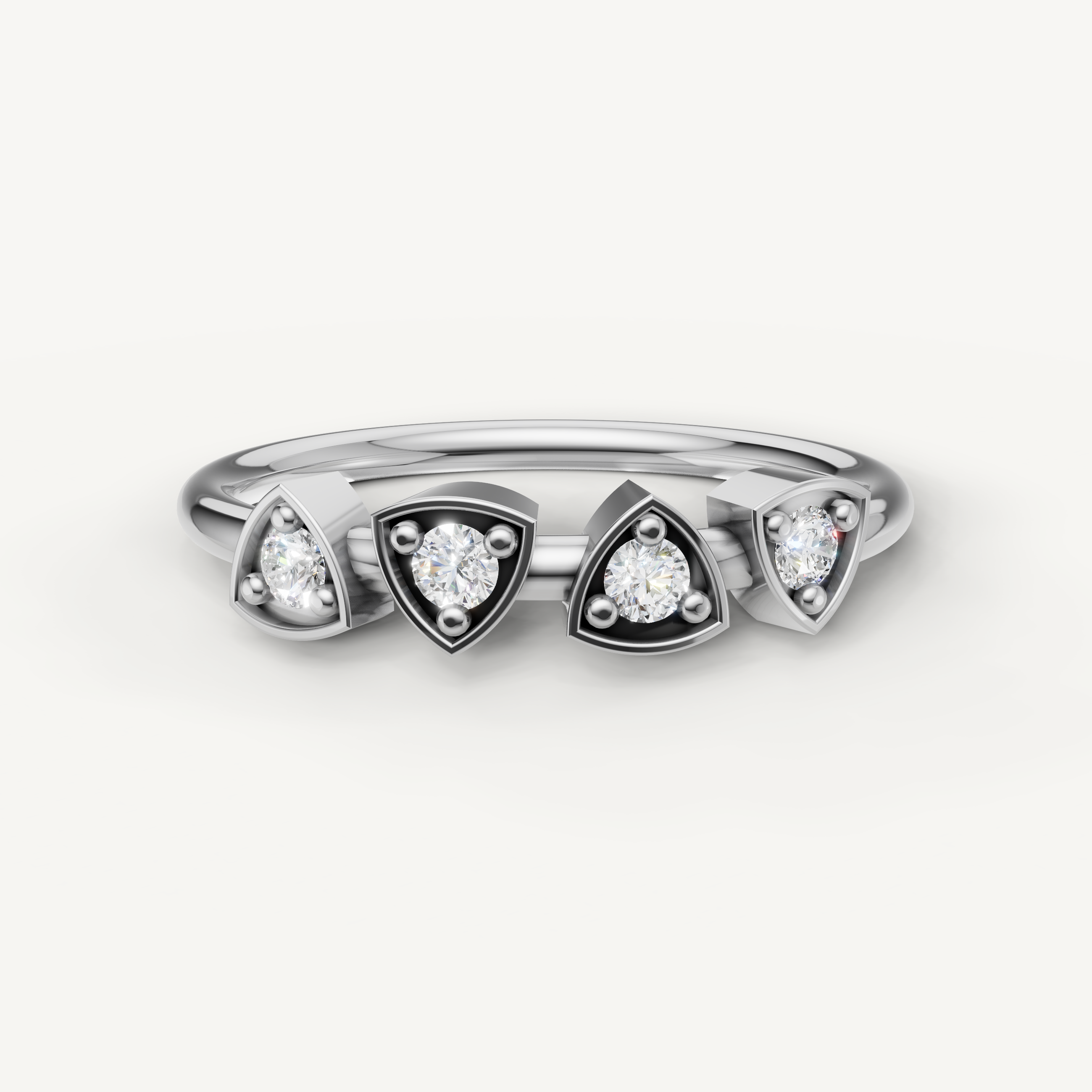 Raul Diamonds white gold geometric diamond wedding band with triangle bezel design