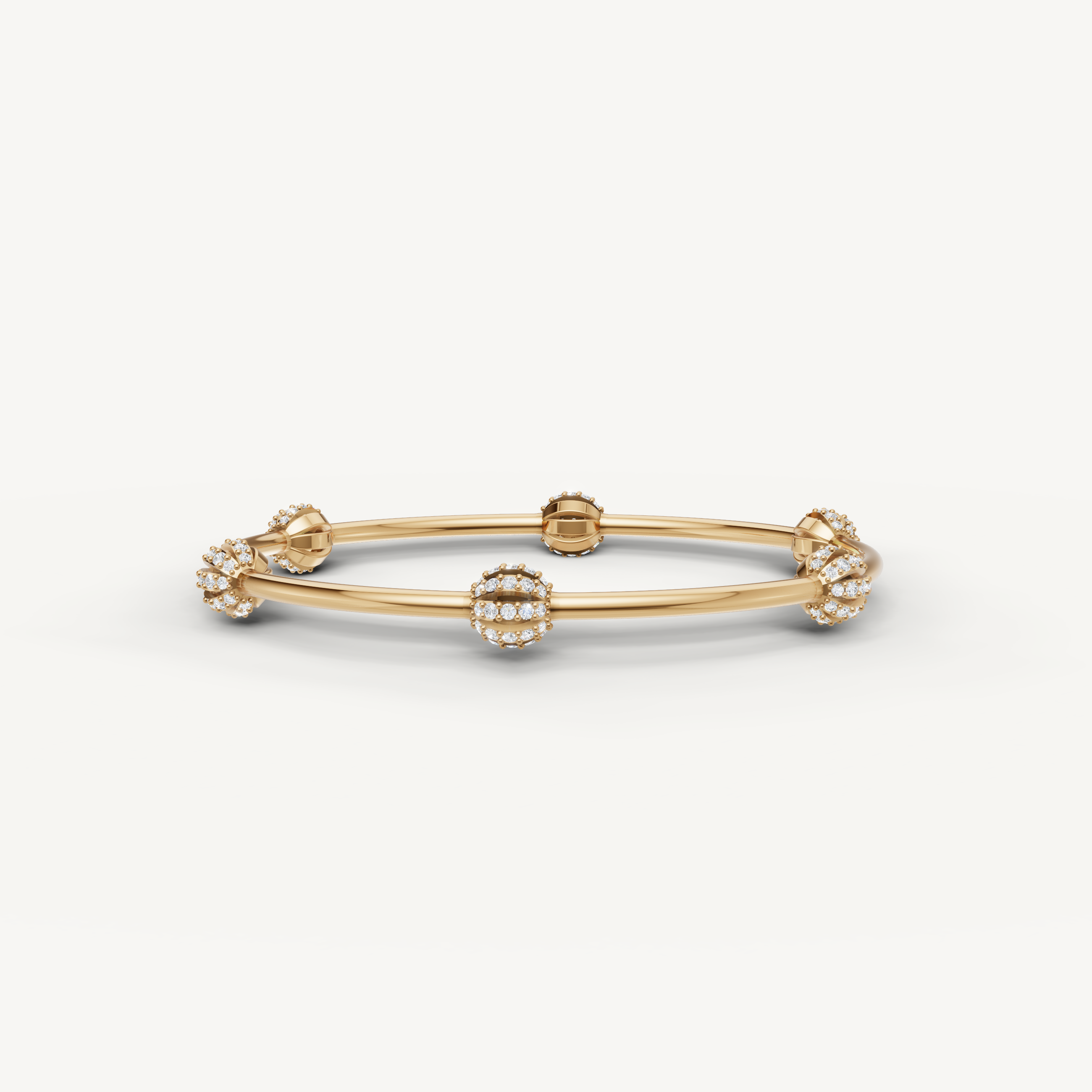 Raul Diamonds yellow gold diamond bangle bracelet with floral cluster accents