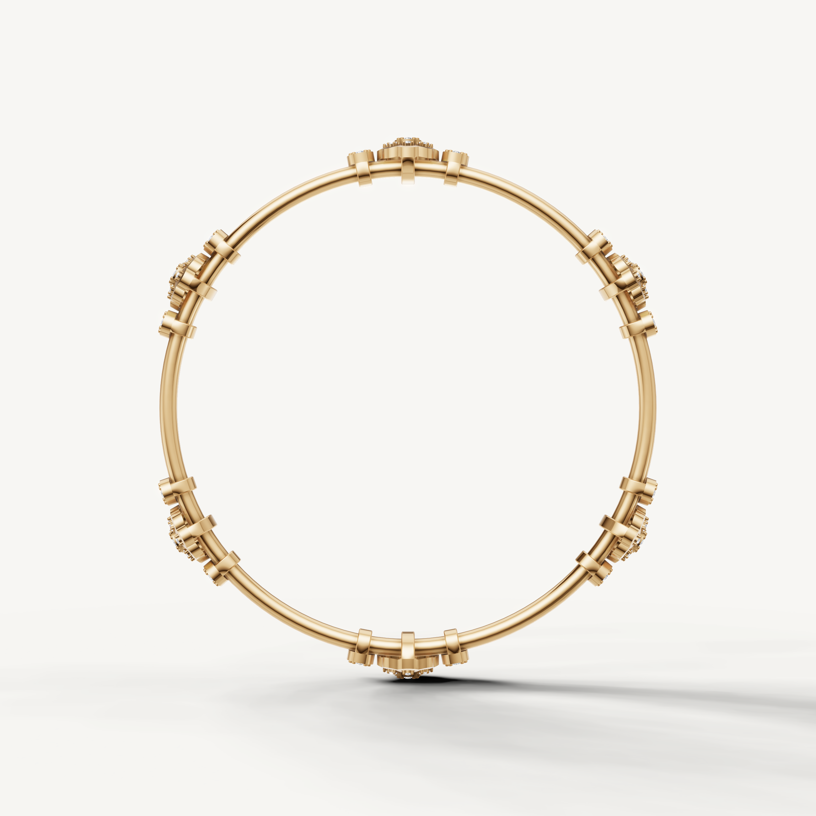 Designer yellow gold diamond bangle bracelet for bridal and party wear