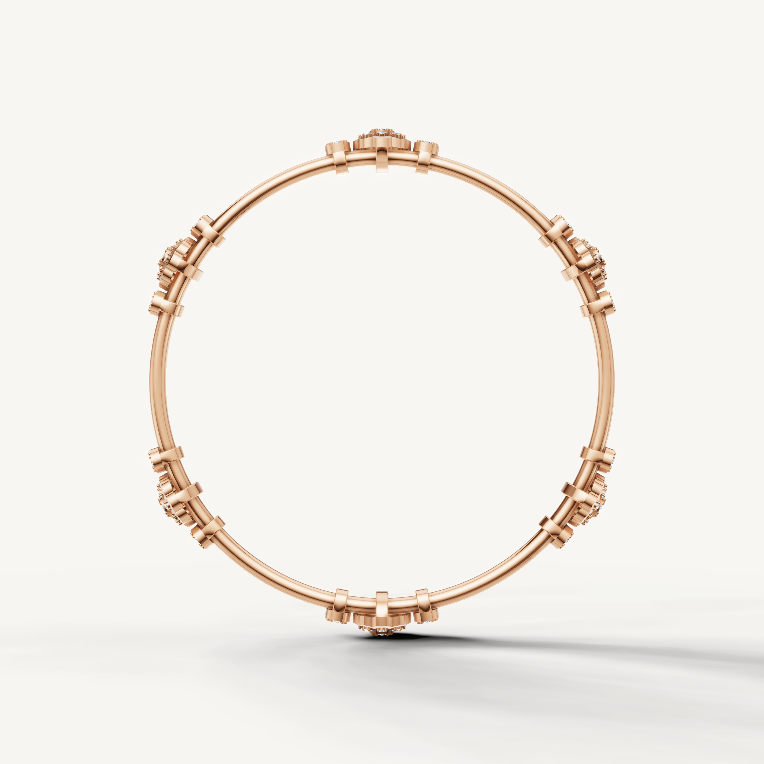 Rose gold floral diamond bangle bracelet for wedding and anniversary gifts